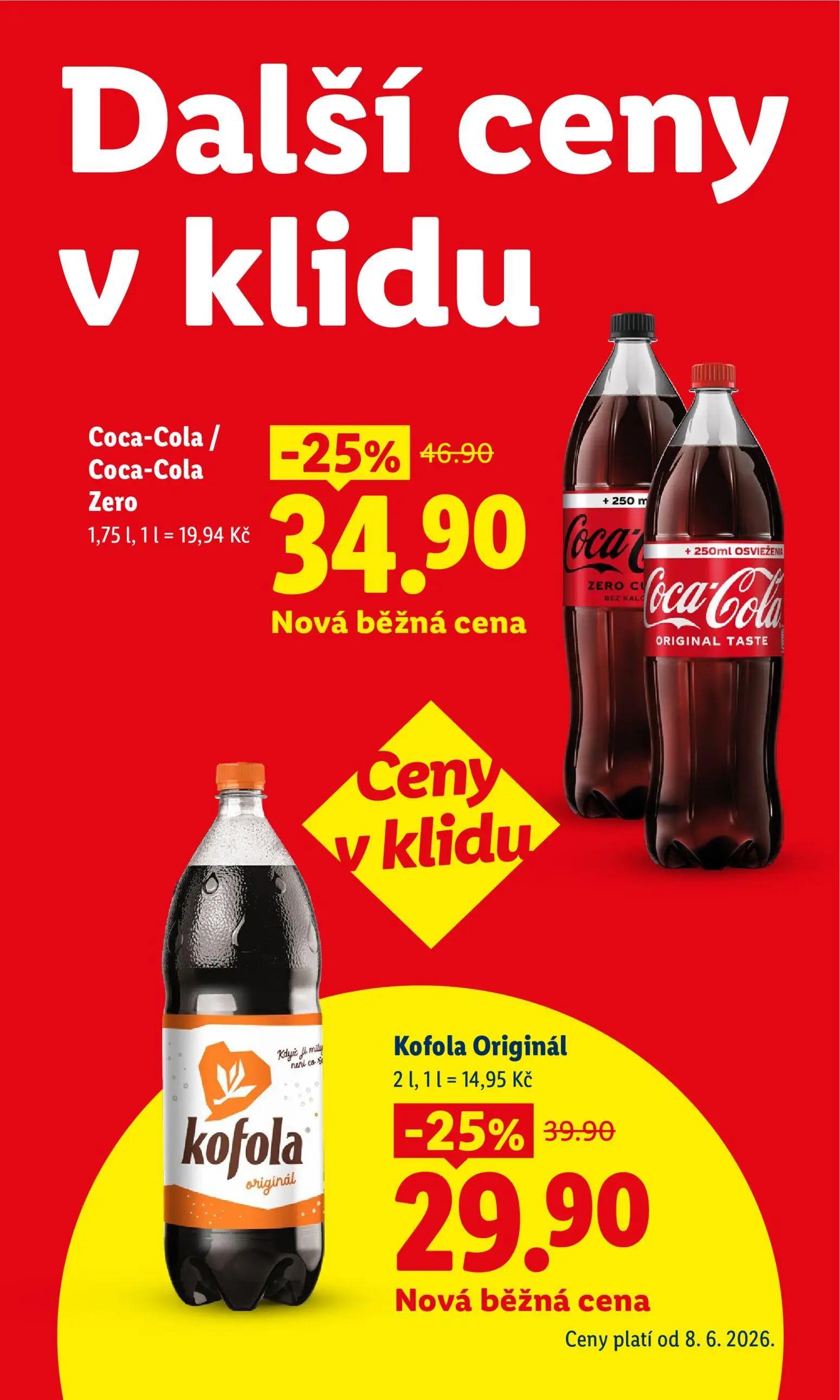 Lidl leták, strana 4 z 53 — Coca-Cola / Coca-Cola Zero, Kofola Originál