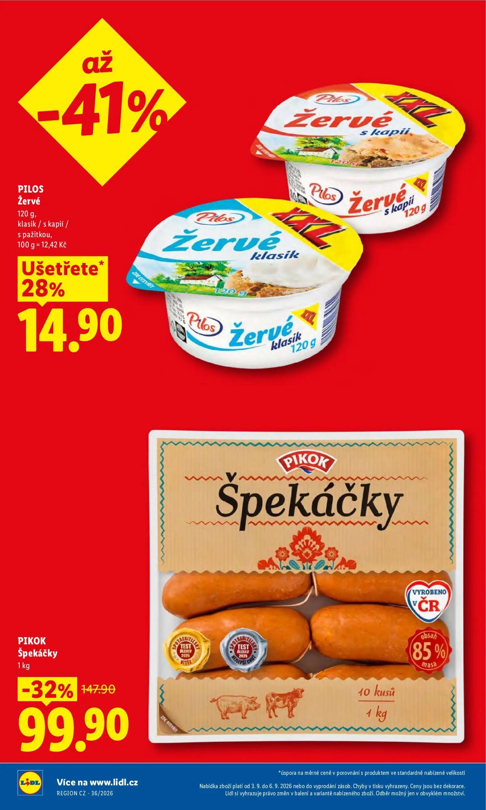 Lidl leták, strana 10 z 50 — Pikok Špekáčky, Pilos Žervé