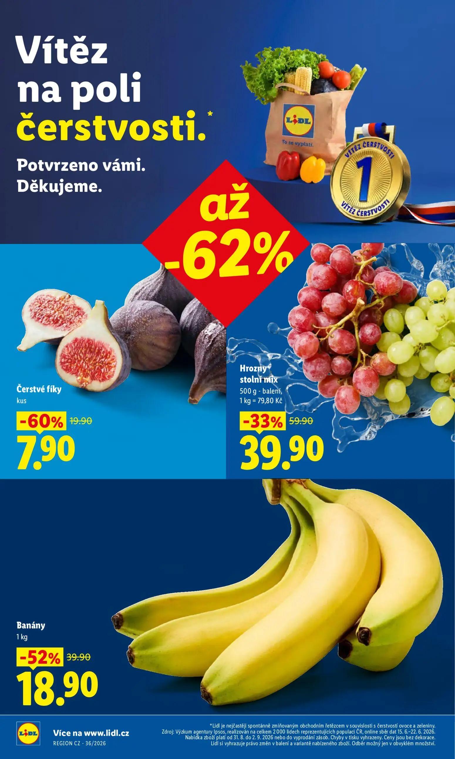 Lidl leták, strana 14 z 53 — Banány, Hrozny stolní mix, Čerstvé fíky