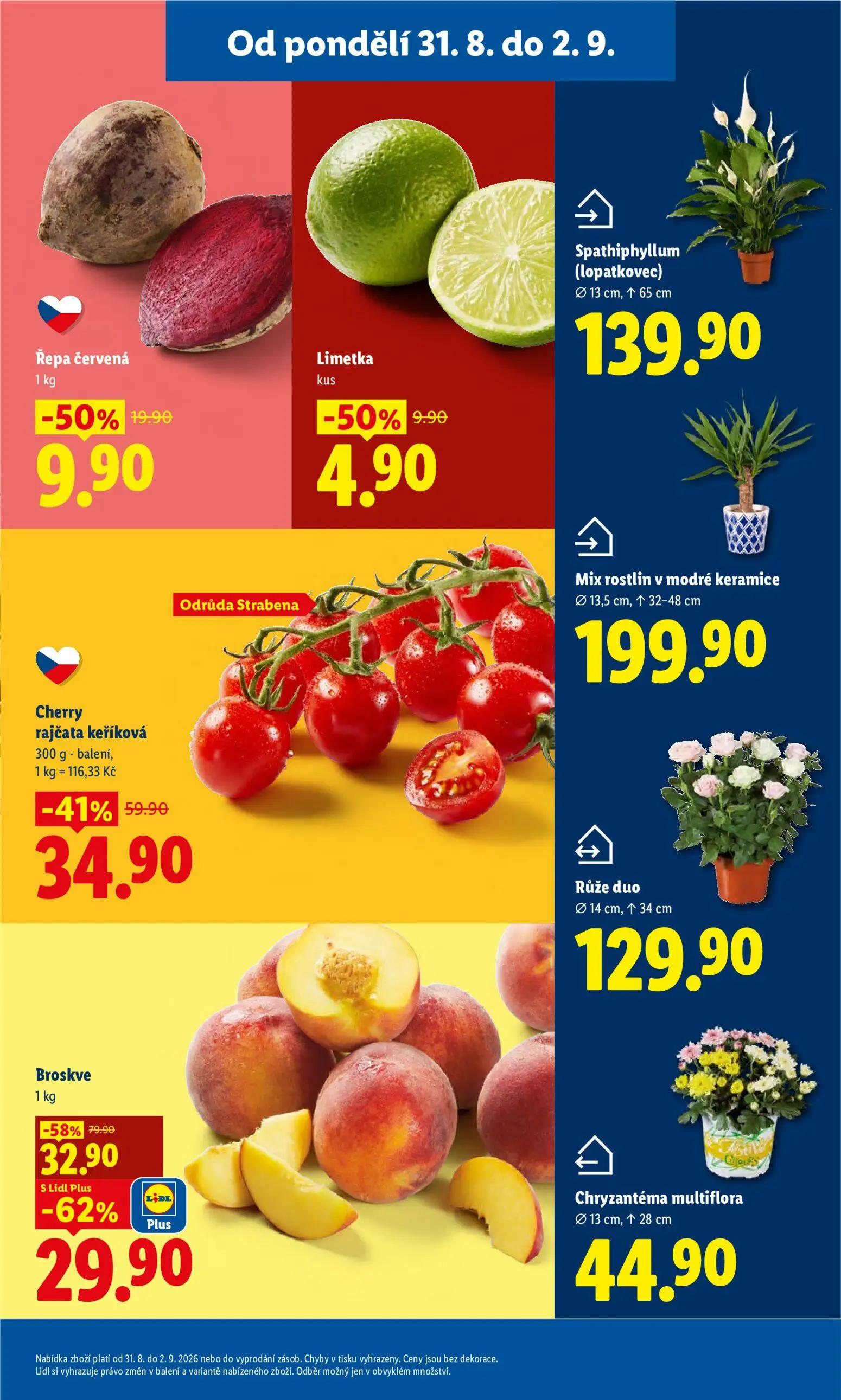 Lidl leták, strana 15 z 53 — Broskve, Cherry rajčata keříková, Řepa červená