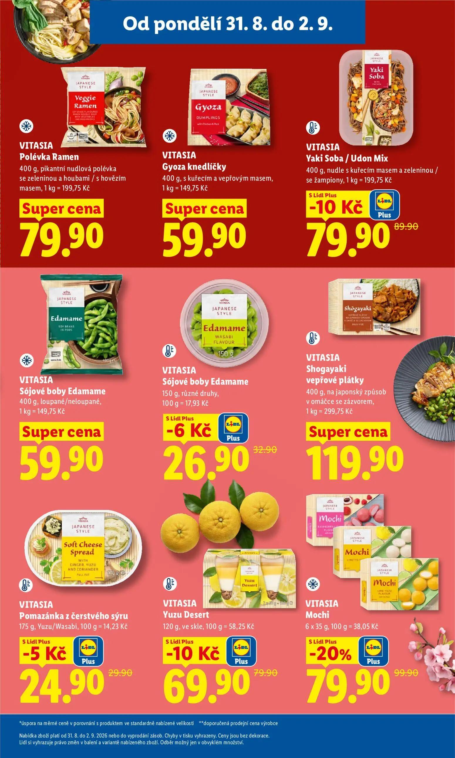 Lidl leták, strana 19 z 53 — Mochi, Yaki Soba / Udon Mix, Yuzu Desert