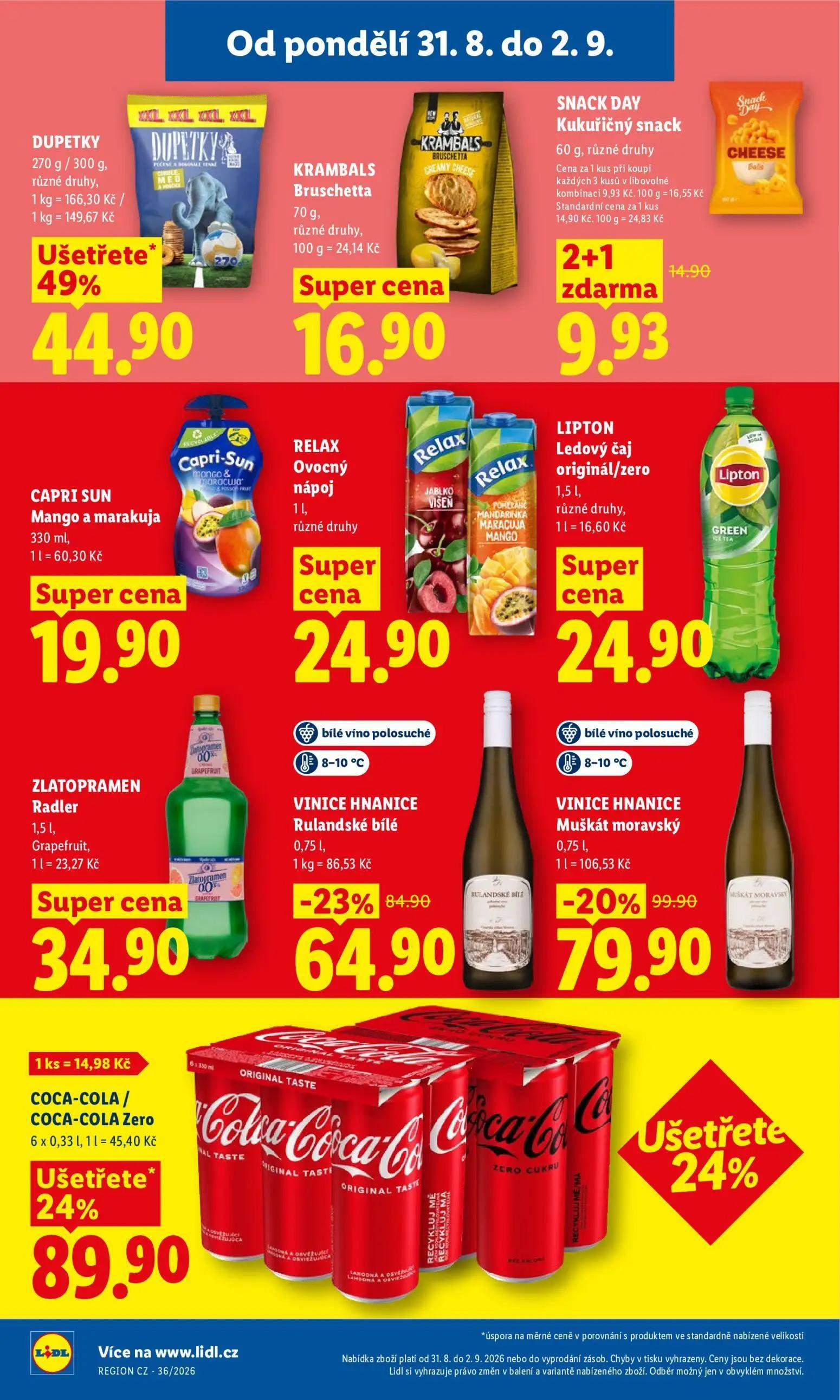Lidl leták, strana 28 z 53 — DUPETKY, COCA-COLA / COCA-COLA Zero, SNACK DAY Kukuřičný snack