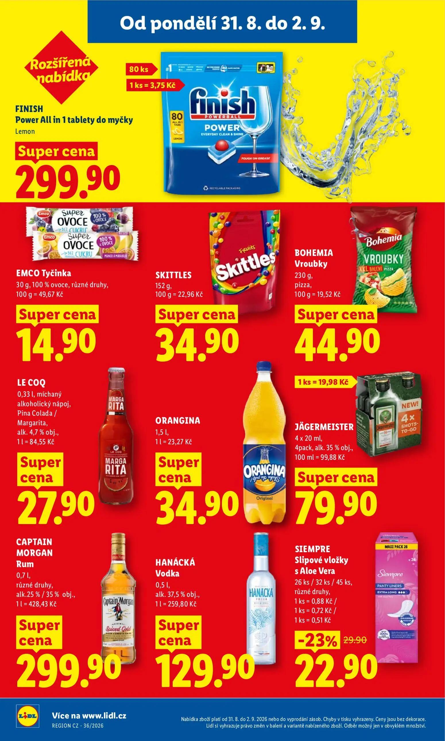 Lidl leták, strana 32 z 53 — FINISH Power All in 1 tablety do myčky Lemon, EMCO Tyčinka, SKITTLES