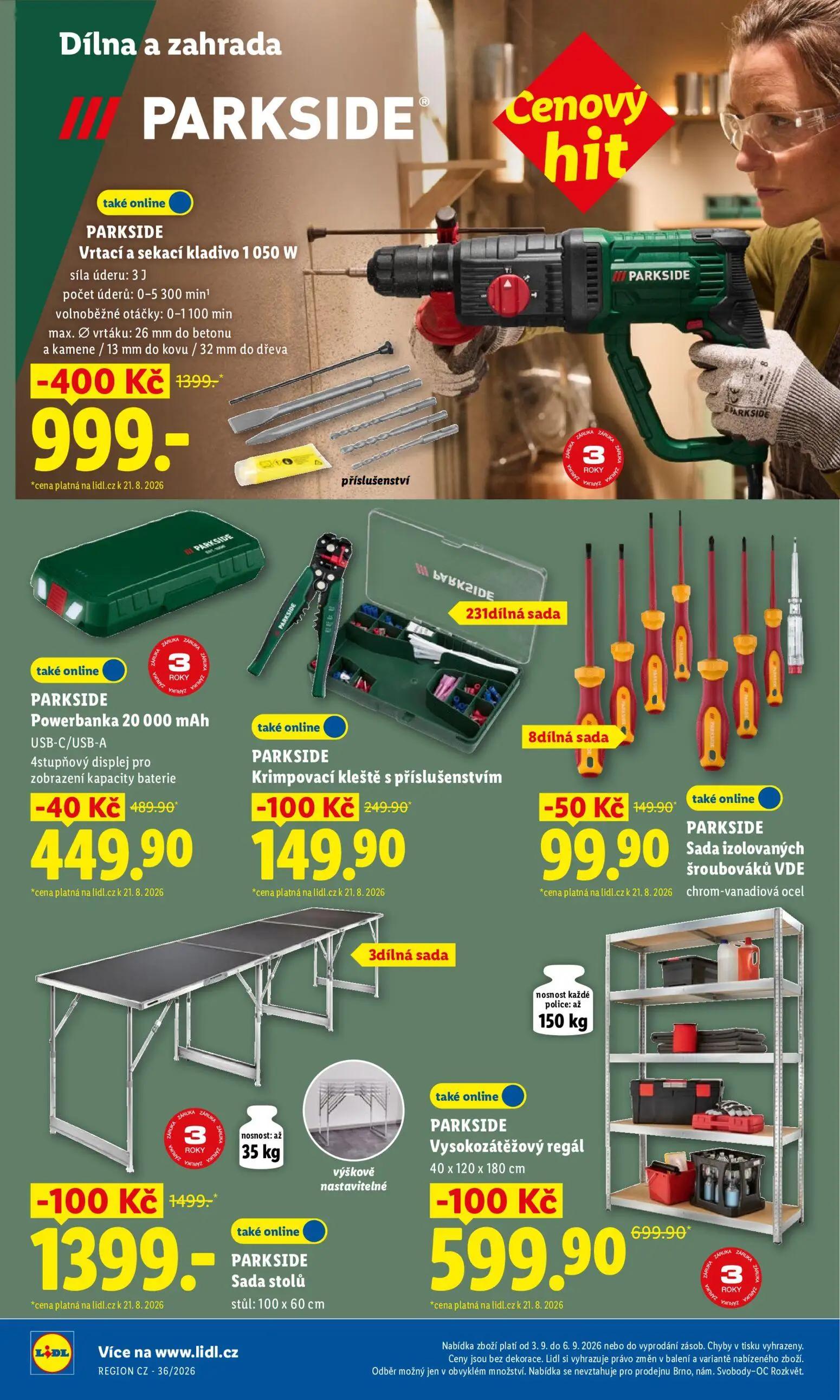 Lidl leták, strana 34 z 50 — PARKSIDE Vrtací a sekací kladivo 1050 W, PARKSIDE Krimpovací kleště s příslušenstvím, PARKSIDE …
