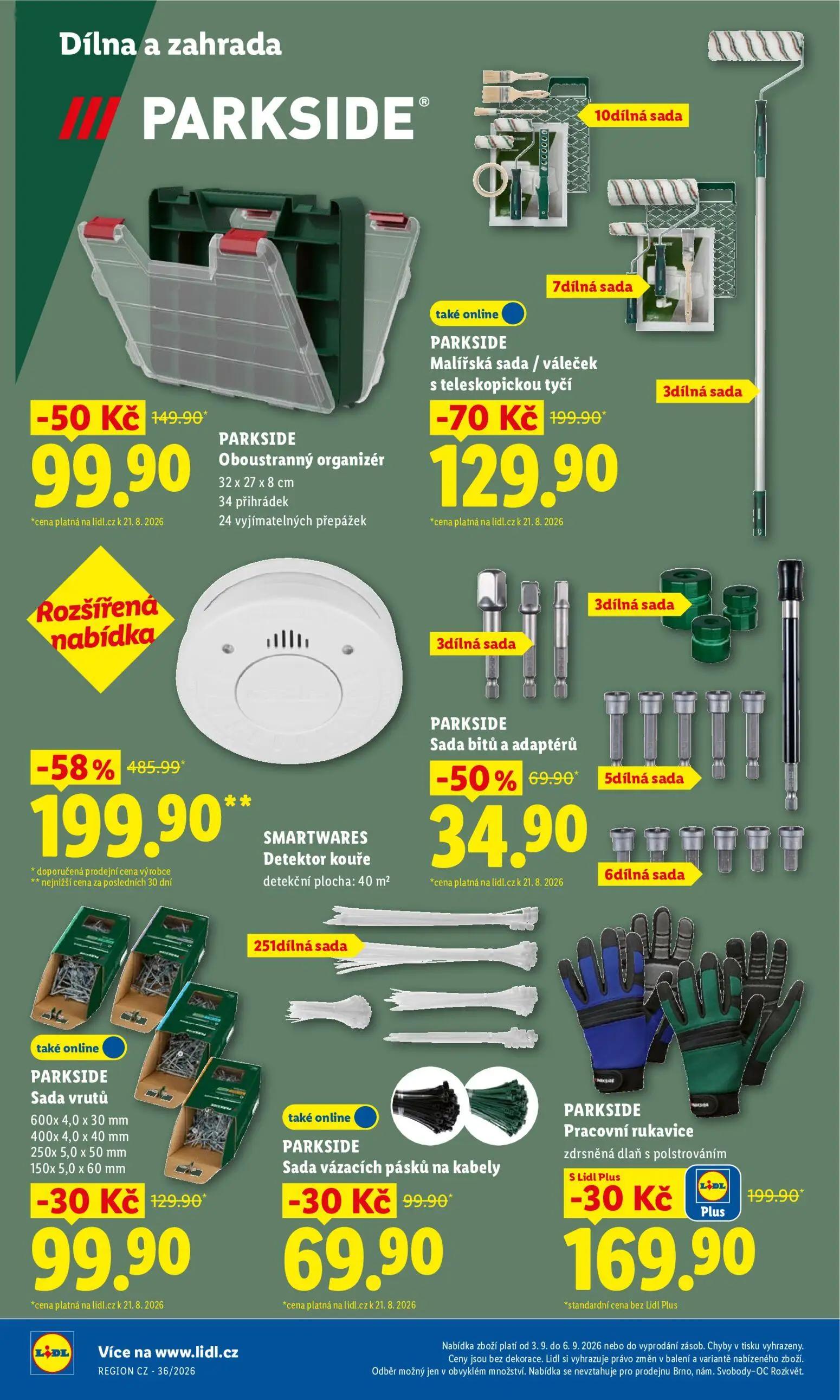 Lidl leták, strana 38 z 50 — PARKSIDE Malířská sada / váleček s teleskopickou tyčí, PARKSIDE Oboustranný organizér, PARKSIDE…