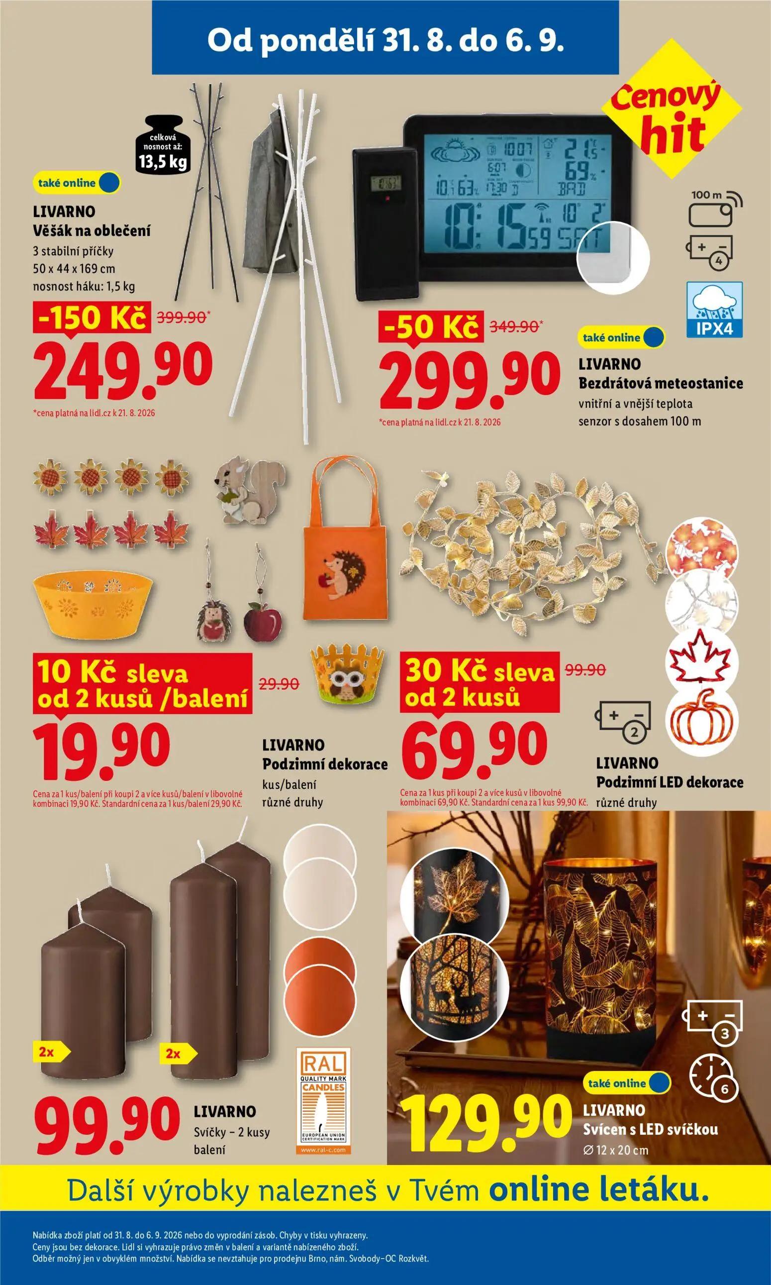 Lidl leták, strana 39 z 53 — LIVARNO Věšák na oblečení, LIVARNO Bezdrátová meteostanice, LIVARNO Podzimní LED dekorace