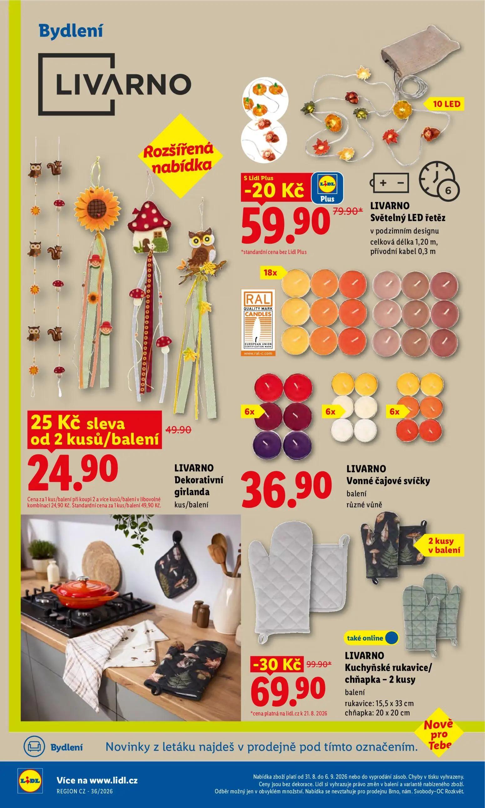 Lidl leták, strana 40 z 53 — LIVARNO Kuchyňské rukavice/ chňapka, LIVARNO Dekorativní girlanda, LIVARNO Světelný LED řetěz