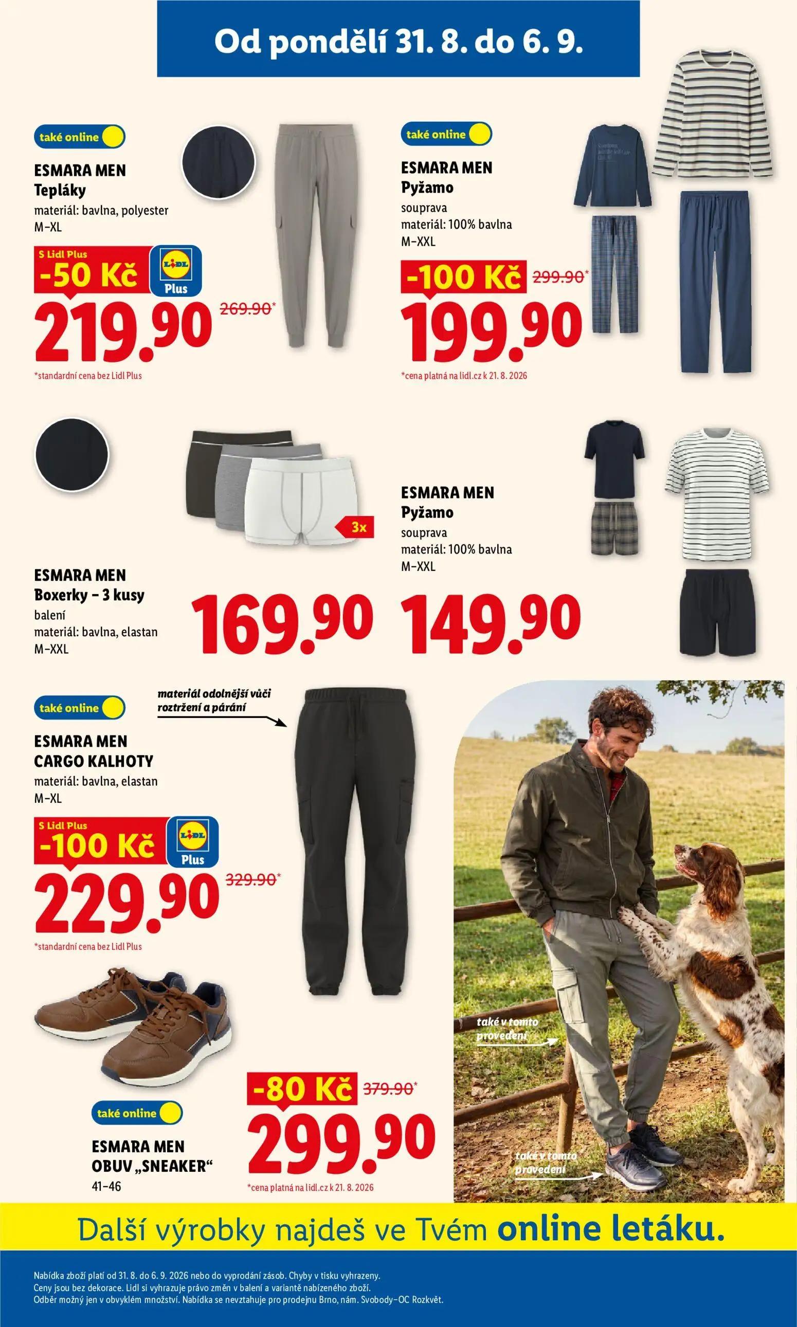Lidl leták, strana 43 z 53 — ESMARA MEN Pyžamo, ESMARA MEN CARGO KALHOTY, ESMARA MEN OBUV „SNEAKER"