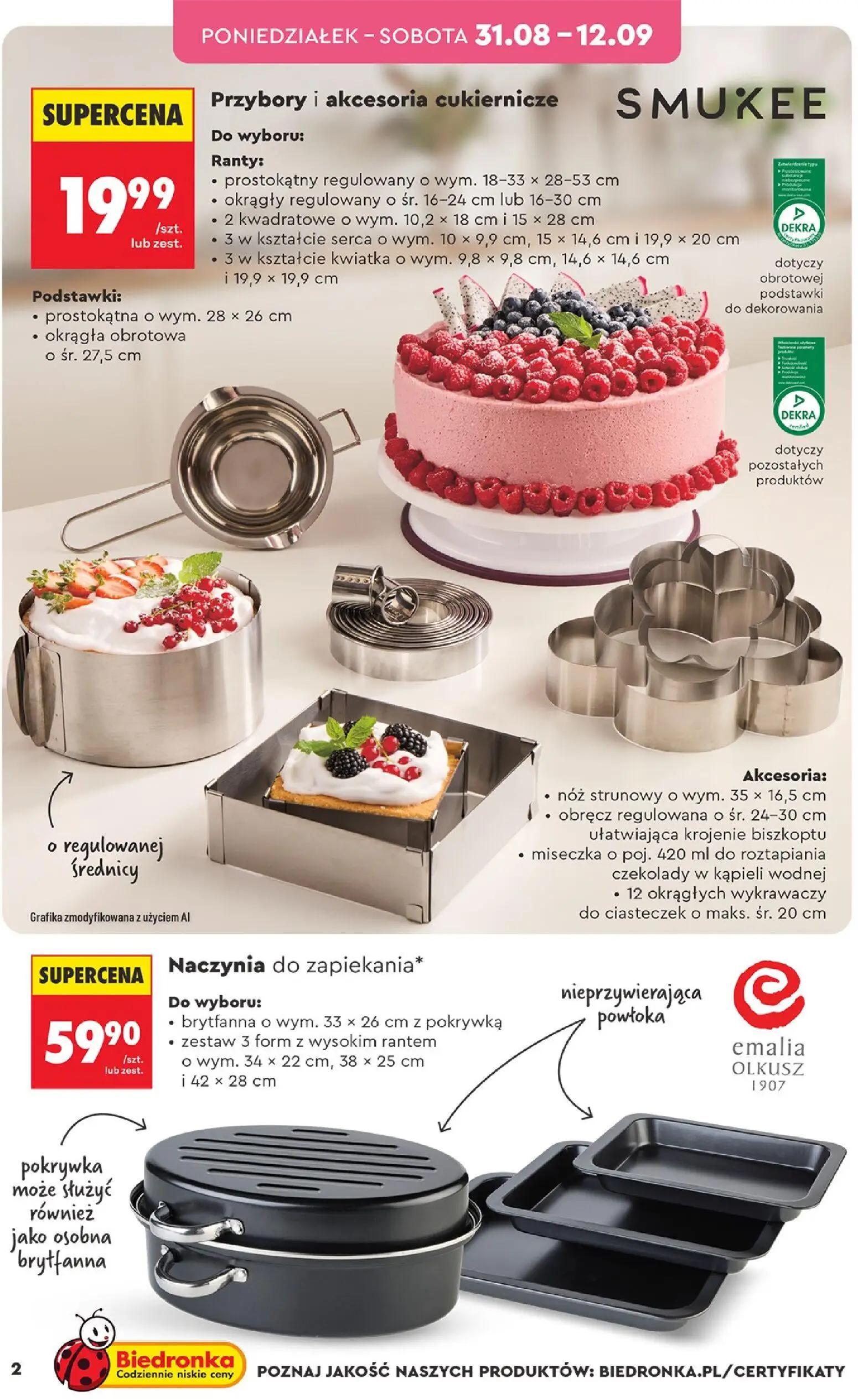 Biedronka gazetka, strona 2 z 44 — Przybory i akcesoria cukiernicze, Naczynia do zapiekania