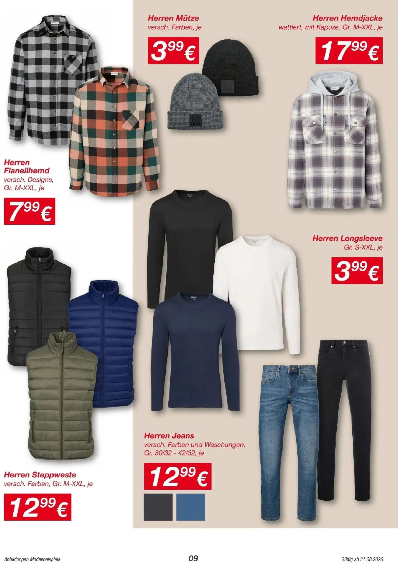 PENNY Prospekt, Seite 9 von 15 — Herren Mütze, Herren Hemdjacke wattiert, mit Kapuze, Gr. M-XXL, Herren Flanellhemd versch. …