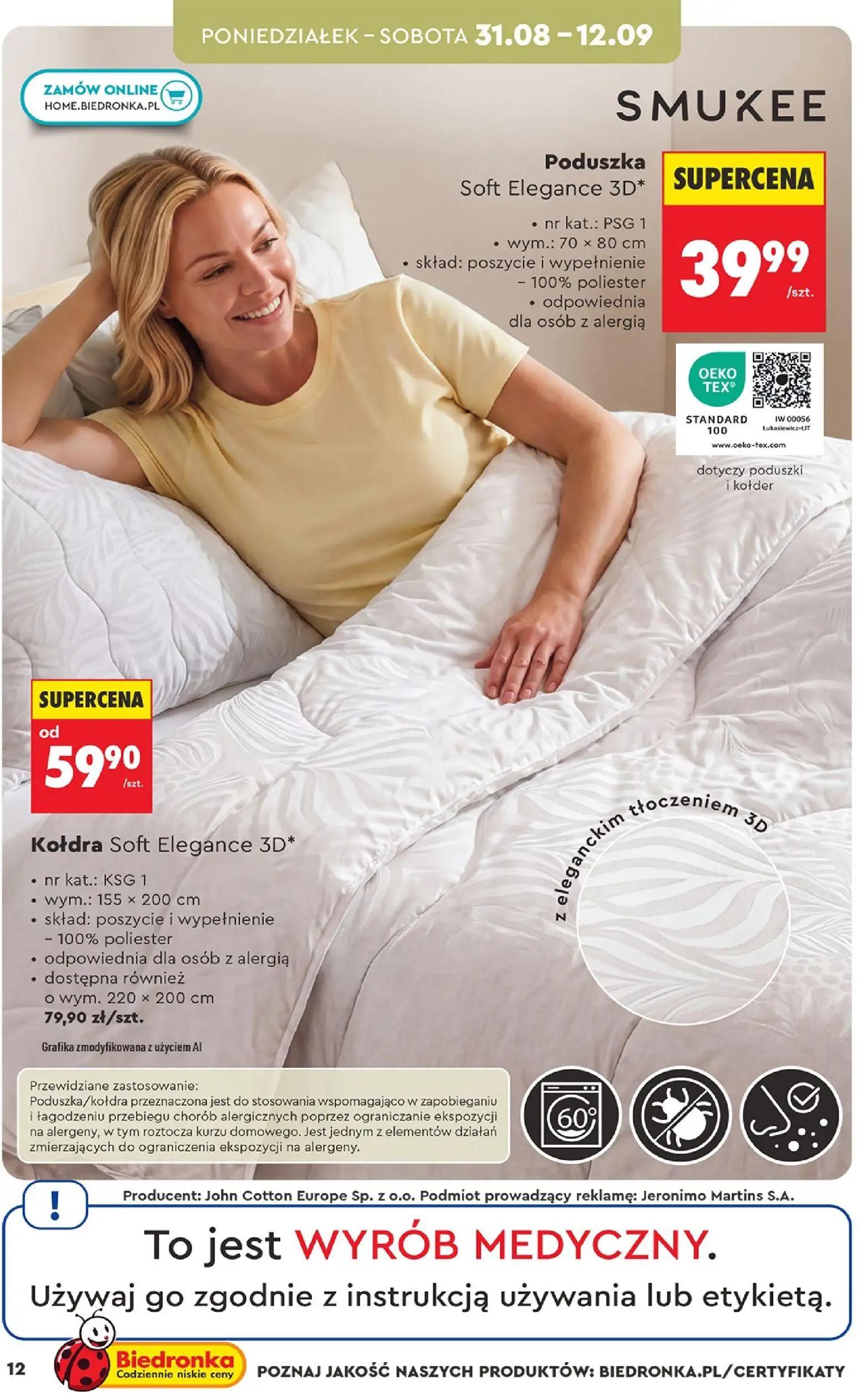 Biedronka gazetka, strona 12 z 44 — Kołdra Soft Elegance 3D*, Poduszka Soft Elegance 3D*