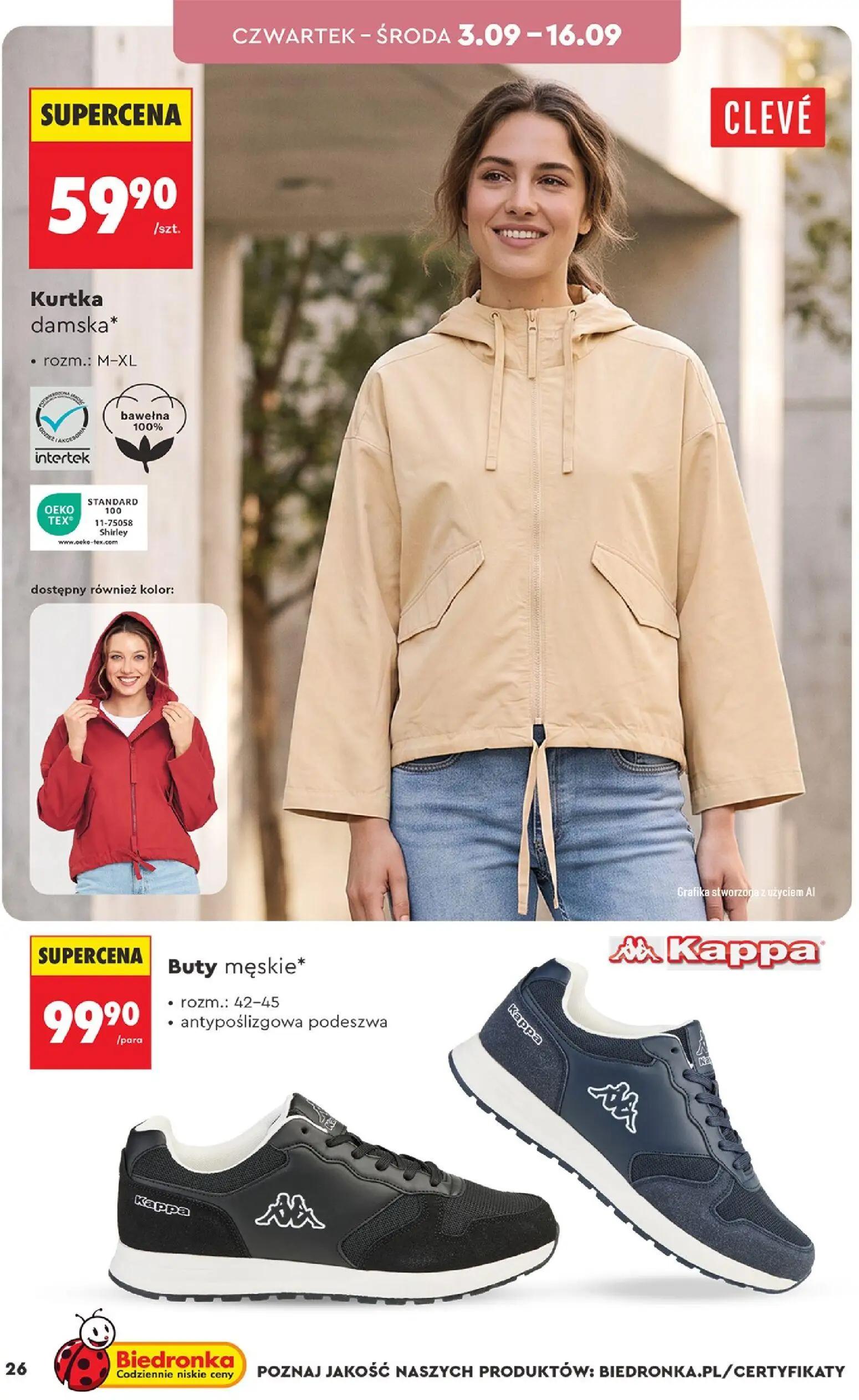 Biedronka gazetka, strona 26 z 44 — Kurtka damska, Buty męskie