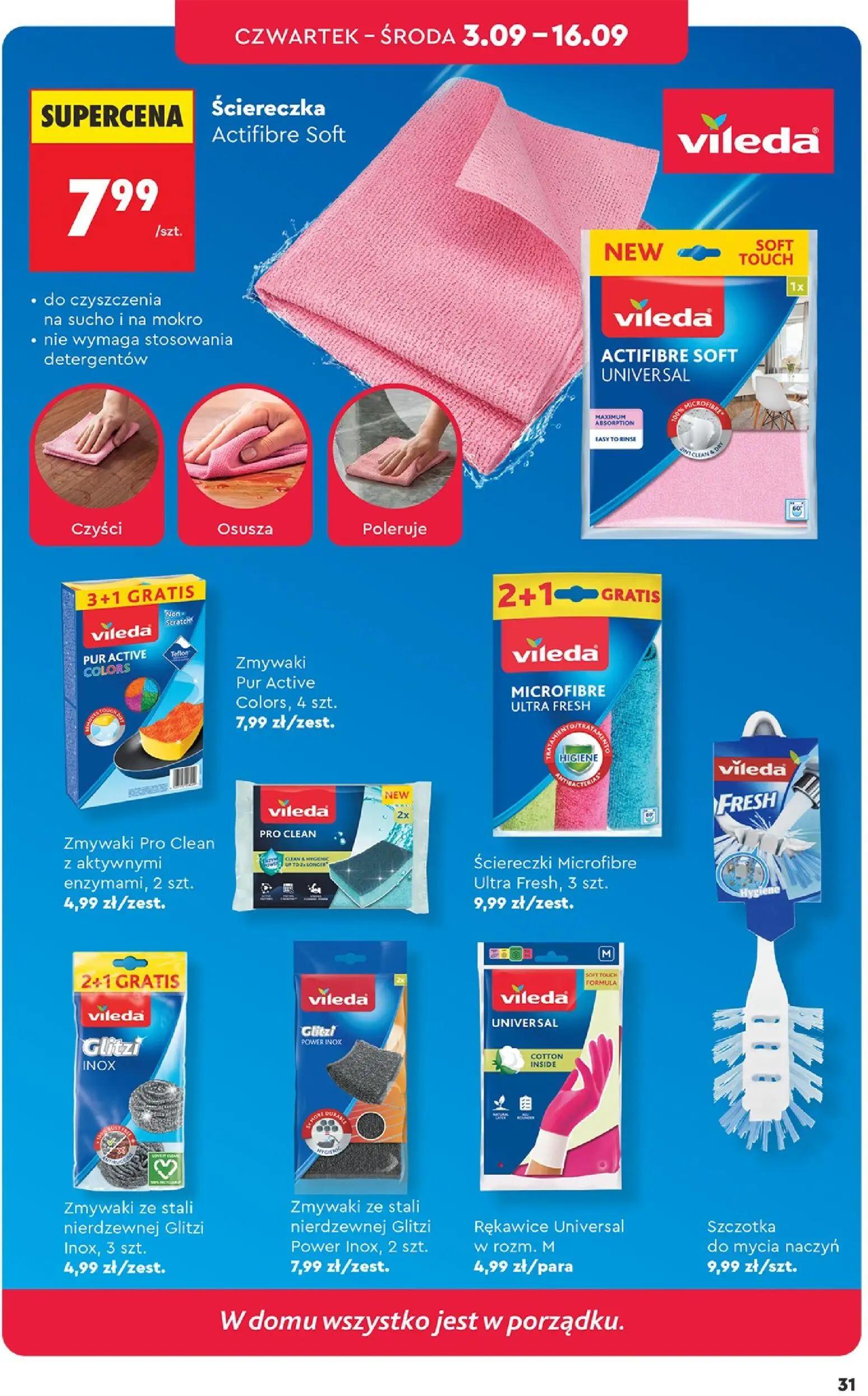 Biedronka gazetka, strona 31 z 44 — Ściereczka Actifibre Soft, Zmywaki Pur Active Colors, Zmywaki Pro Clean z aktywnymi enzy…