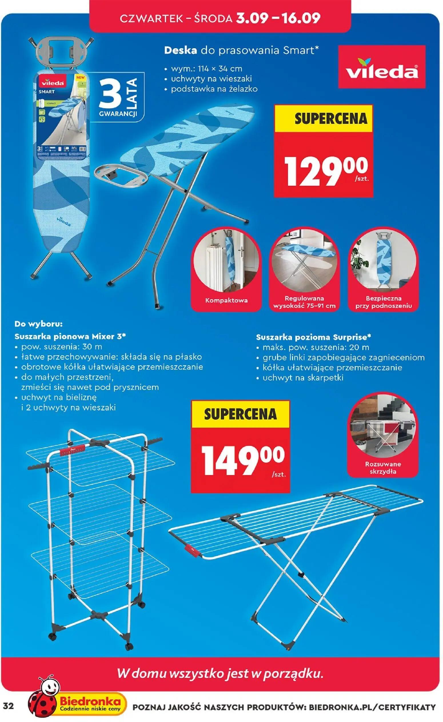 Biedronka gazetka, strona 32 z 44 — Deska do prasowania Smart, Suszarka pionowa Mixer 3
