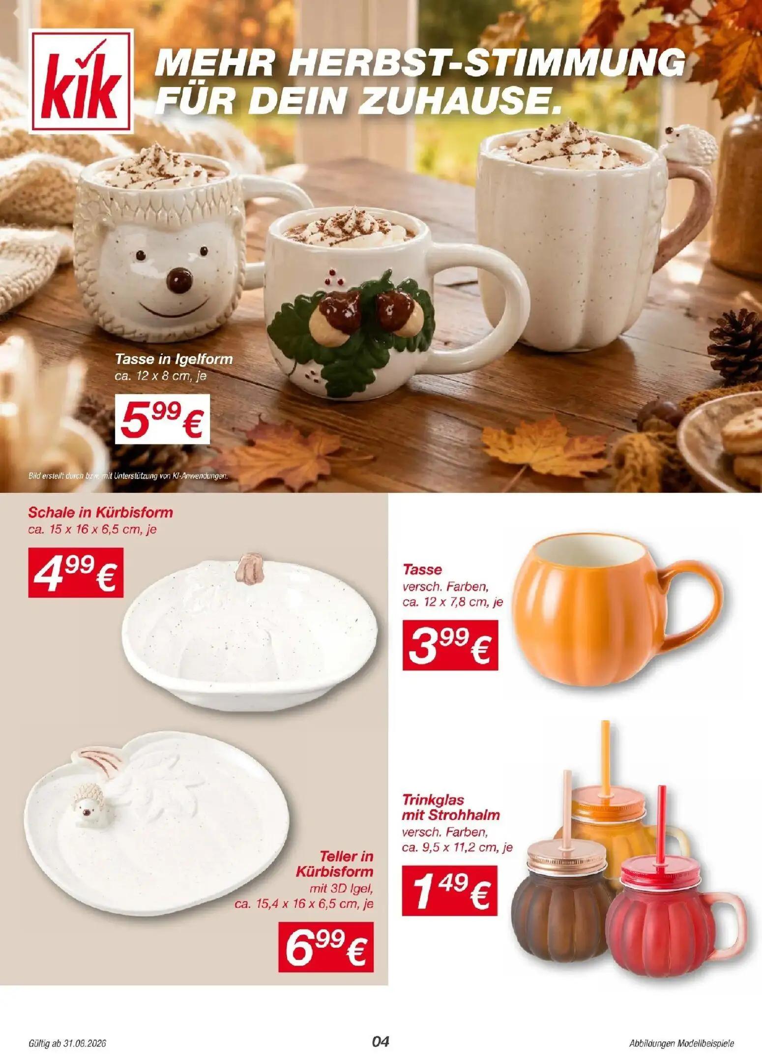Hofer Prospekt, Seite 4 von 15 — Tasse in Igelform, Schale in Kürbisform, Tasse
