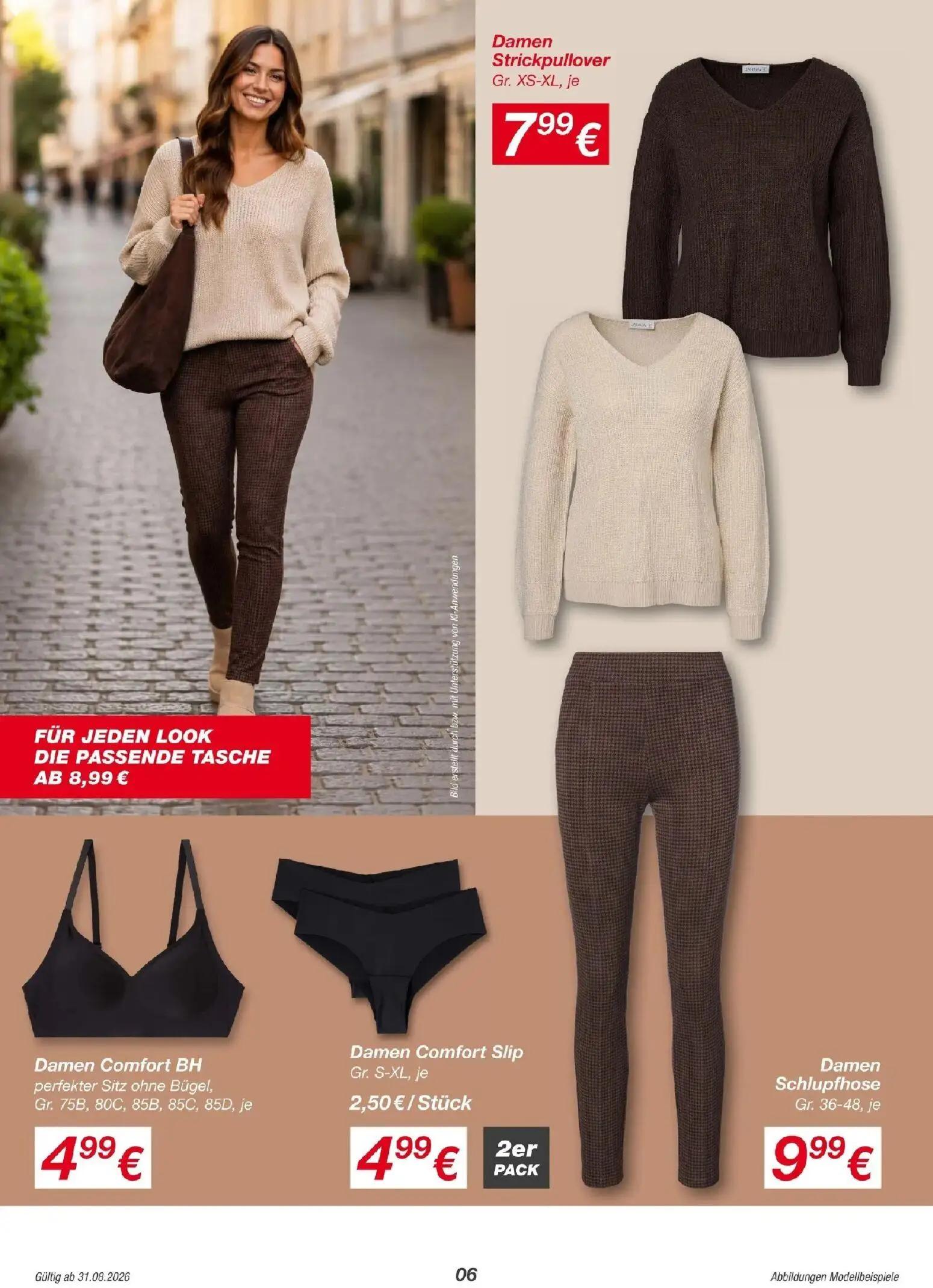 Hofer Prospekt, Seite 6 von 15 — Damen Strickpullover, Damen Comfort BH perfekter Sitz ohne Bügel, Damen Comfort Slip