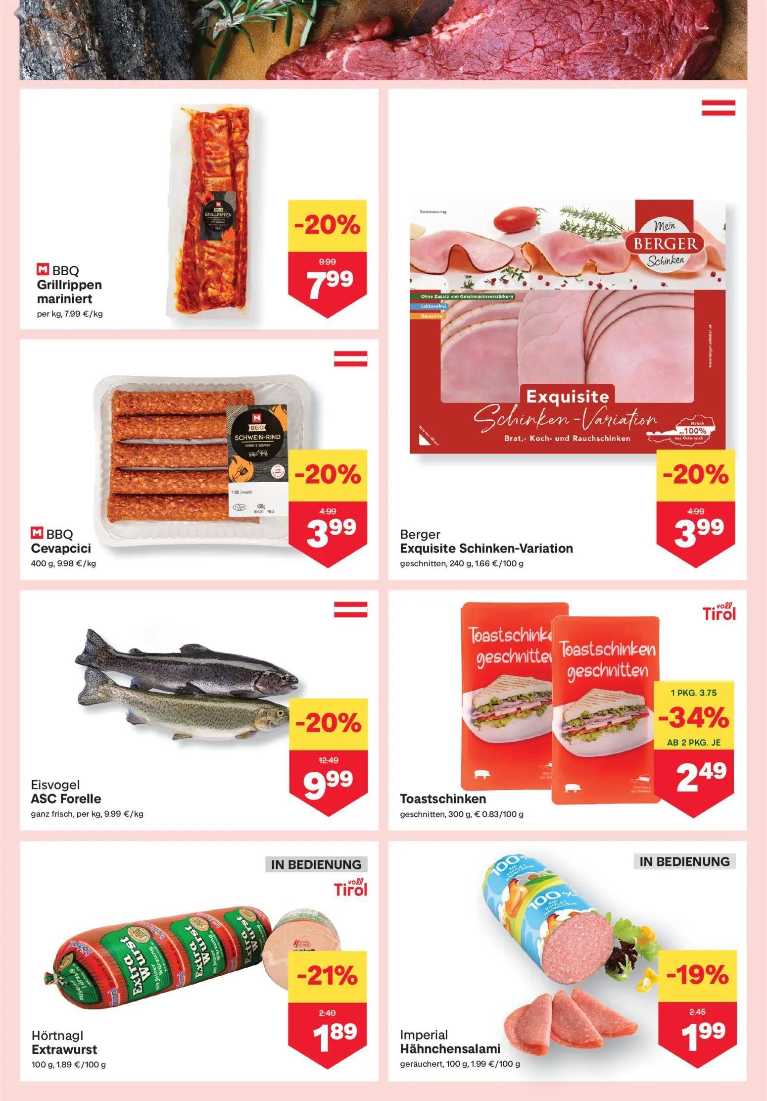 MPREIS Prospekt, Seite 3 von 19 — Eisvogel ASC Forelle, BBQ Grillrippen mariniert, Toastschinken geschnitten
