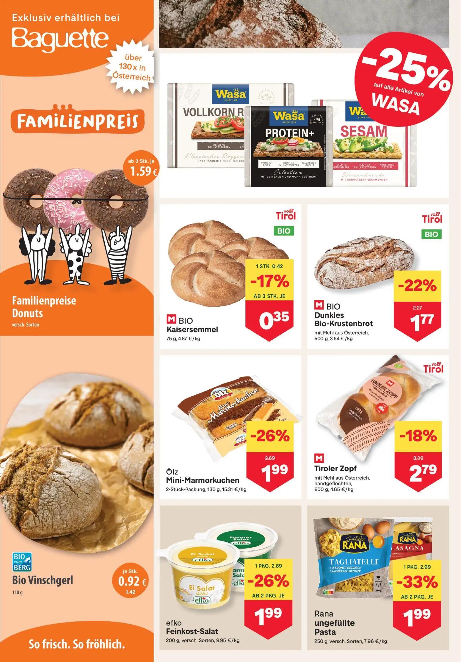 MPREIS Prospekt, Seite 6 von 19 — Rana ungefüllte Pasta, Ölz Mini-Marmorkuchen, efko Feinkost-Salat