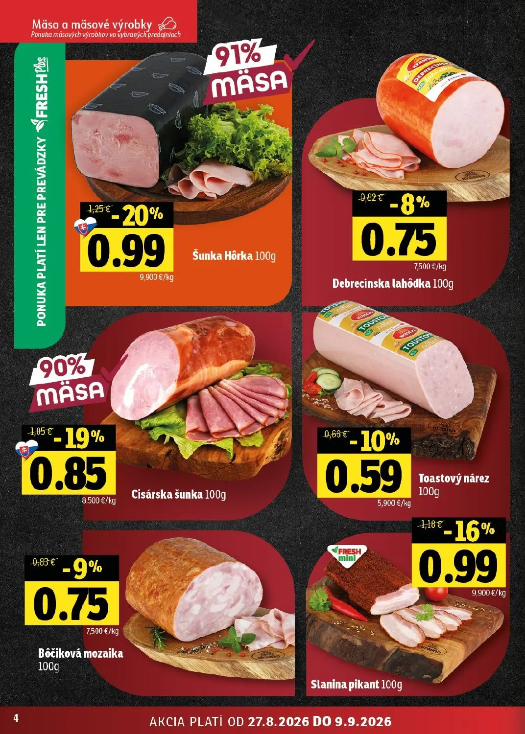 Fresh východ leták, strana 4 z 50 — Šunka Hôrka, Cisárska šunka, Slanina pikant