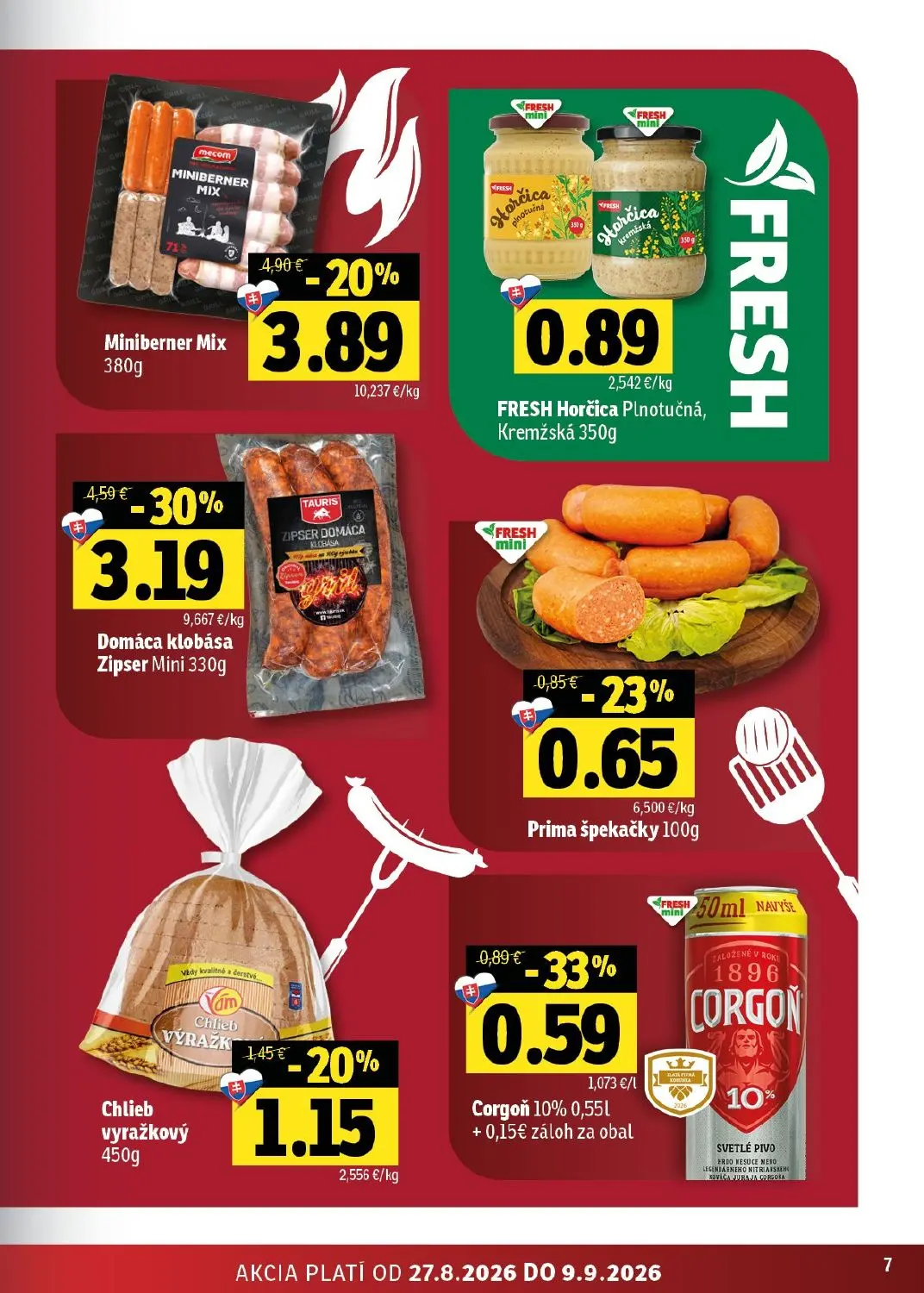 Fresh východ leták, strana 7 z 50 — Domáca klobása Zipser Mini, Miniberner Mix, Chlieb vyražkový