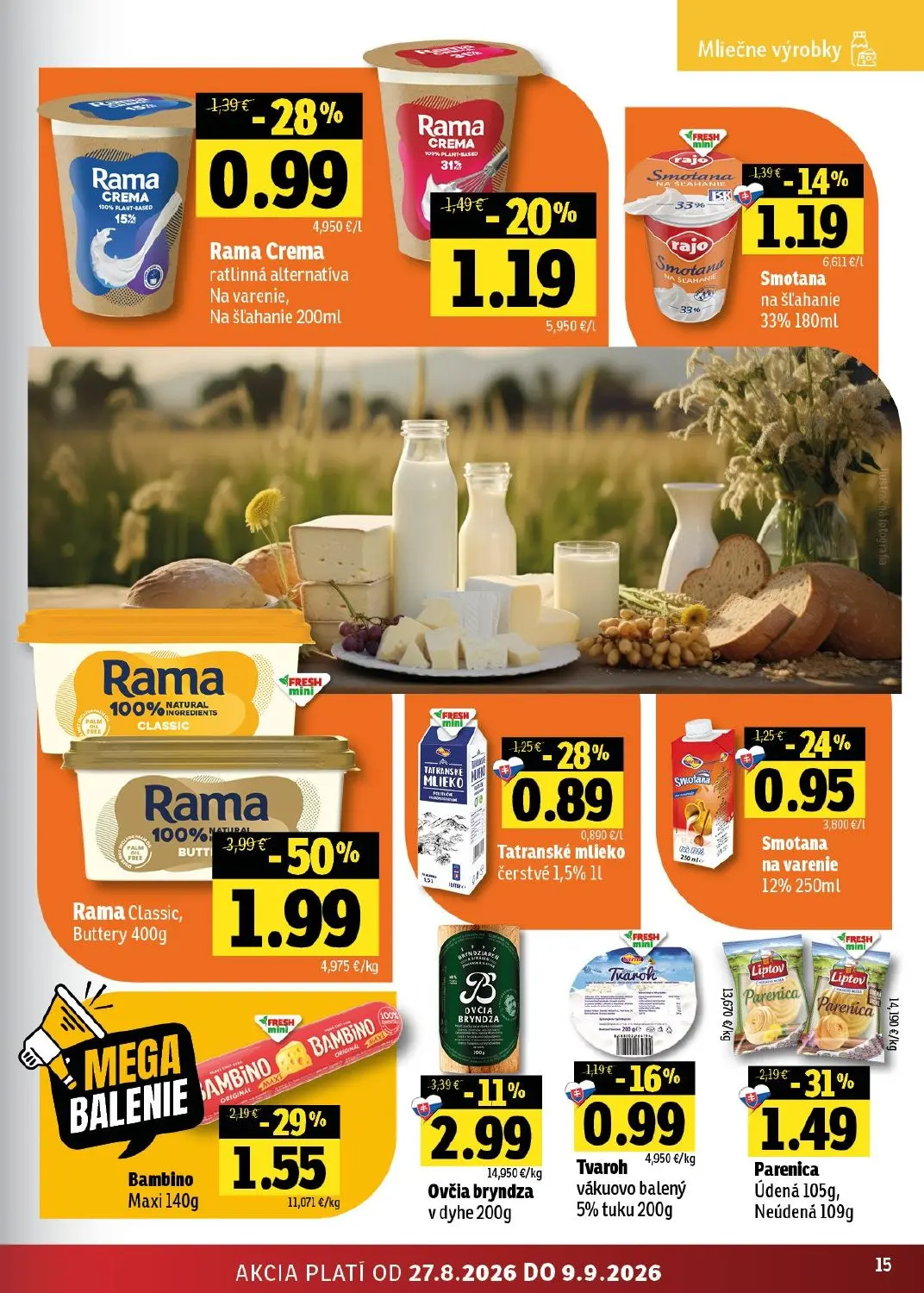Fresh východ leták, strana 15 z 50 — Rama Classic, Buttery, Parenica Údená, Neúdená, Bambino Maxi
