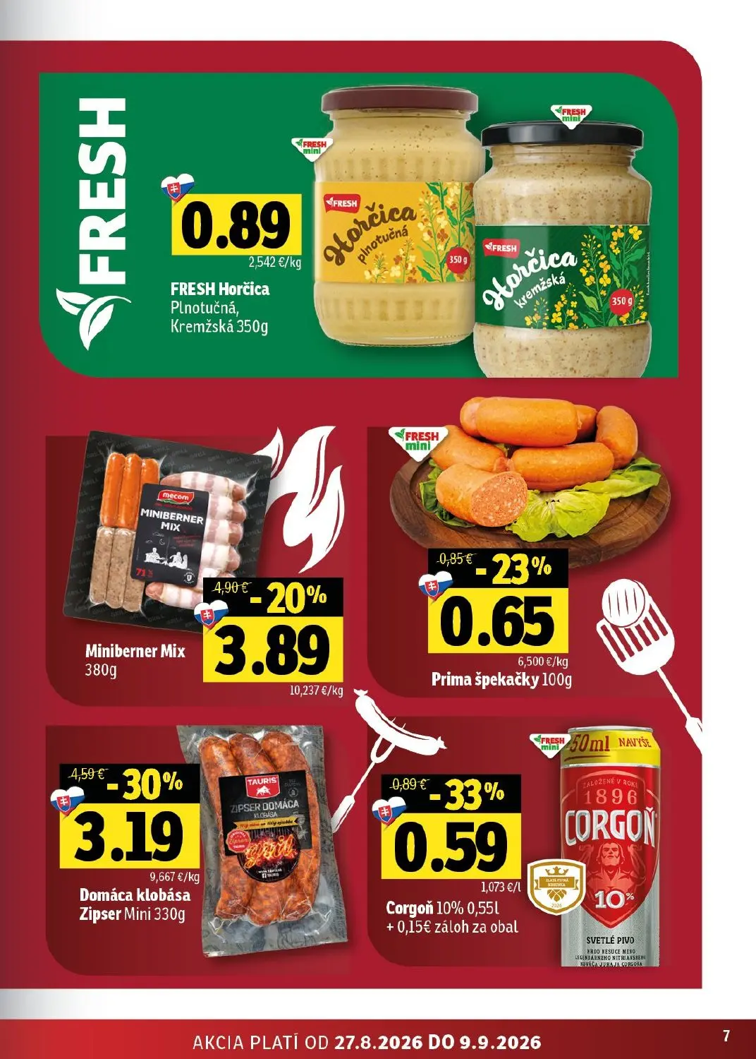 Fresh - západ leták, strana 7 z 46 — Domáca klobása Zipser Mini, Miniberner Mix, Corgoň 10%
