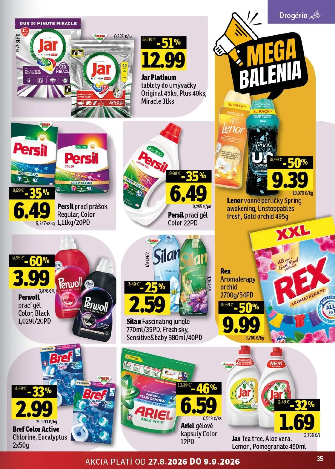 Fresh - západ leták, strana 35 z 46 — Jar Platinum tablety do umývačky Original 45ks, Plus 40ks, Miracle 31ks, Rex Aromatera…