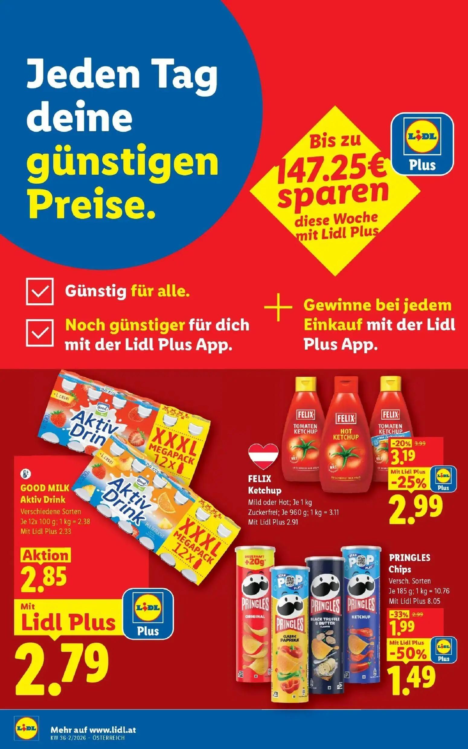 Lidl Prospekt, Seite 8 von 55 — PRINGLES Chips, FELIX Ketchup