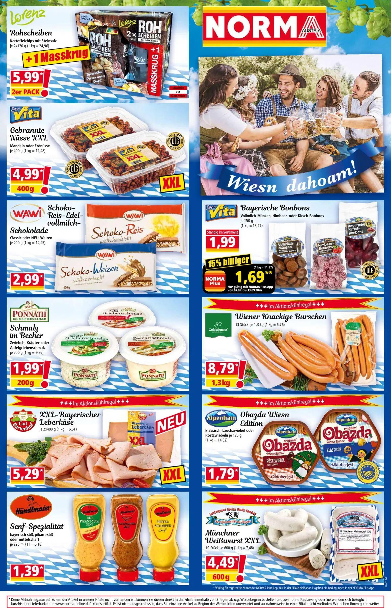 Norma Prospekt, Seite 15 von 18 — Vita Bayerische Bonbons Vollmilch-Münzen, Himbeer- oder Kirsch-Bonbons, Lorenz Rohscheiben…
