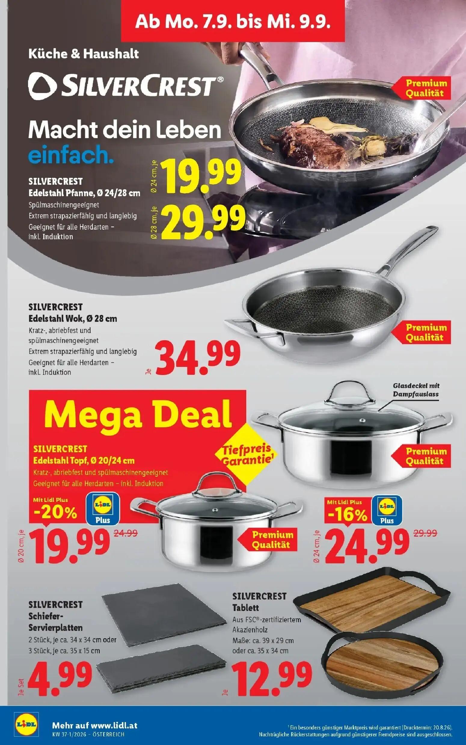 Lidl Prospekt, Seite 35 von 55 — SILVERCREST Edelstahl Pfanne, SILVERCREST Edelstahl Topf, SILVERCREST Edelstahl Topf