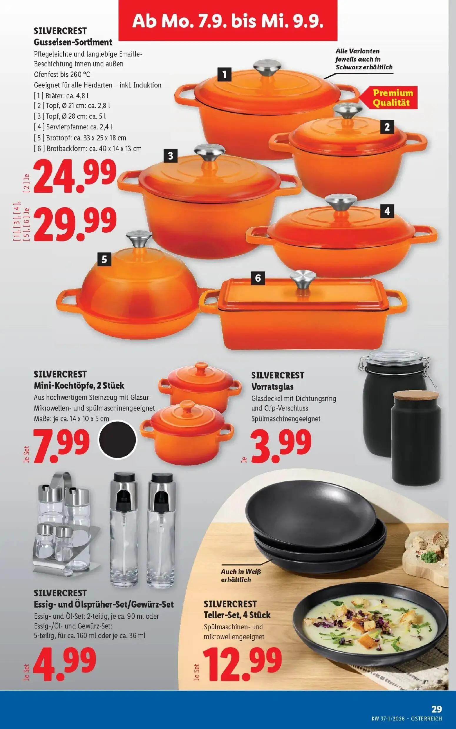 Lidl Prospekt, Seite 36 von 55 — SILVERCREST Gusseisen-Sortiment, SILVERCREST Mini-Kochtöpfe, 2 Stück