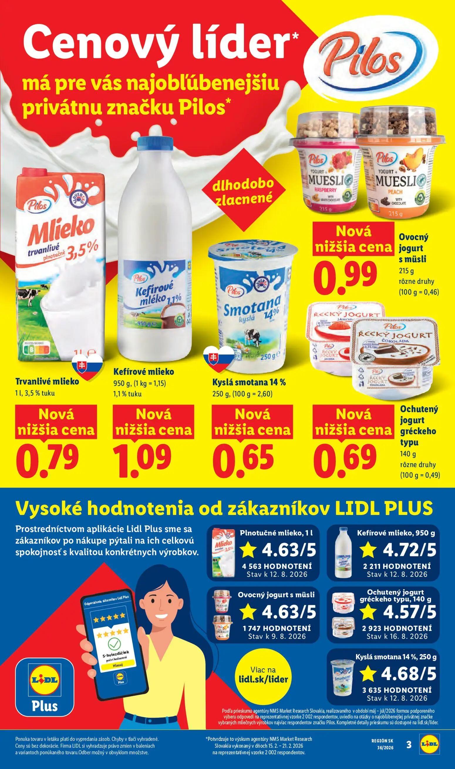 Lidl leták, strana 17 z 97 — Trvanlivé mlieko, Kefírové mlieko, Kyslá smotana 14%