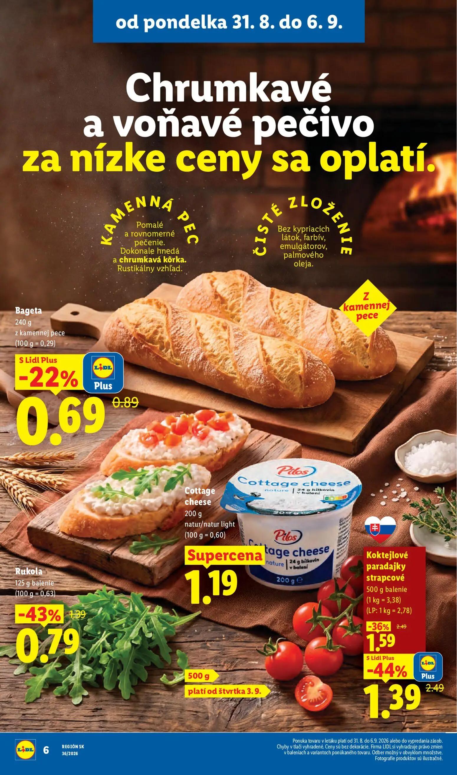 Lidl leták, strana 18 z 97 — Koktejlové paradajky strapcové, Rukola, Bageta