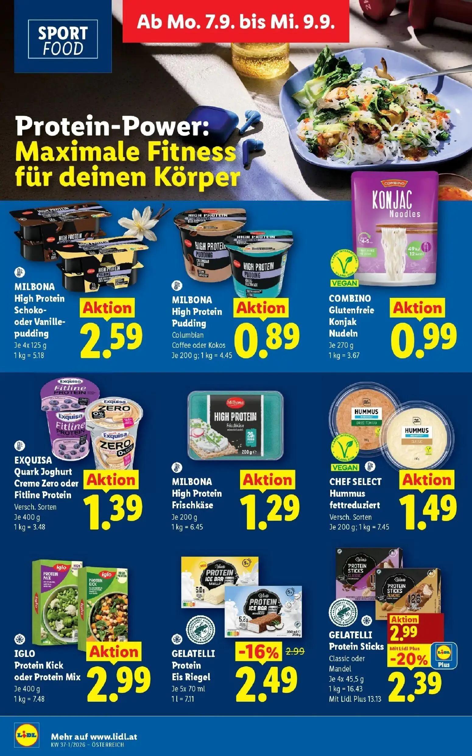 Lidl Prospekt, Seite 47 von 55 — MILBONA High Protein Schoko- oder Vanille- pudding, MILBONA High Protein Pudding Columbian …