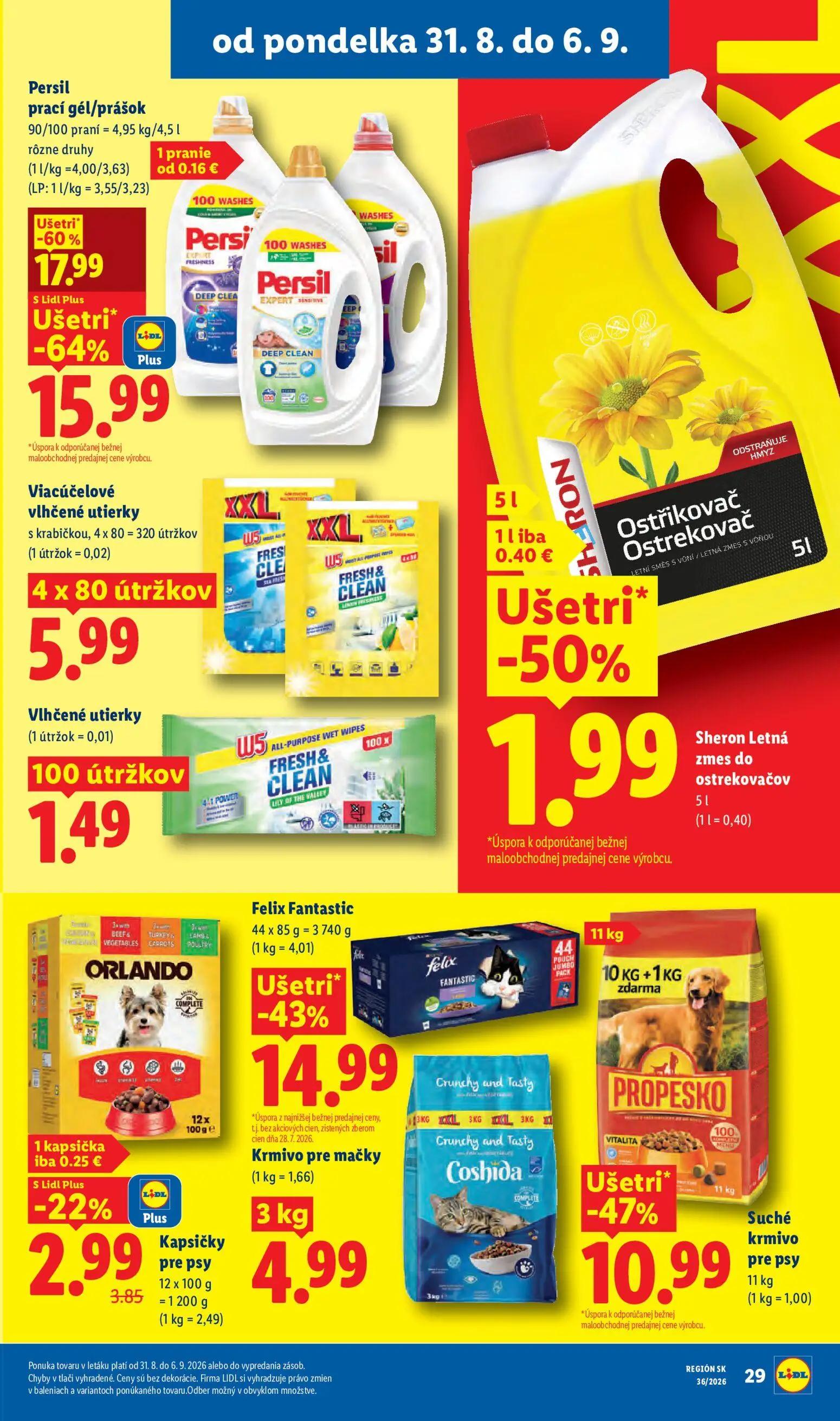 Lidl leták, strana 41 z 97 — Felix Fantastic, Suché krmivo pre psy PROPESKO, Persil prací gél/prášok