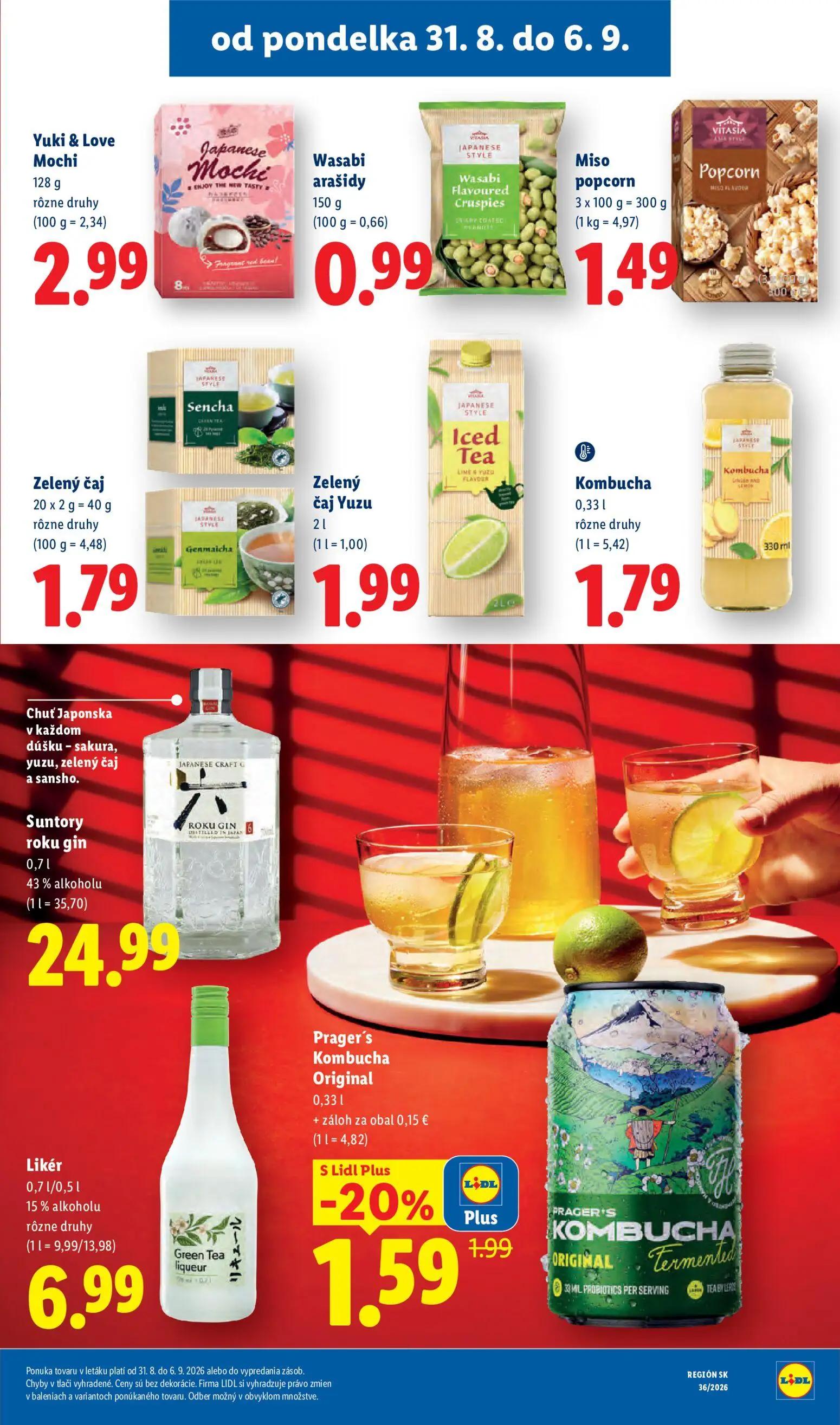 Lidl leták, strana 45 z 97 — Yuki & Love Mochi, Wasabi arašidy, Miso popcorn
