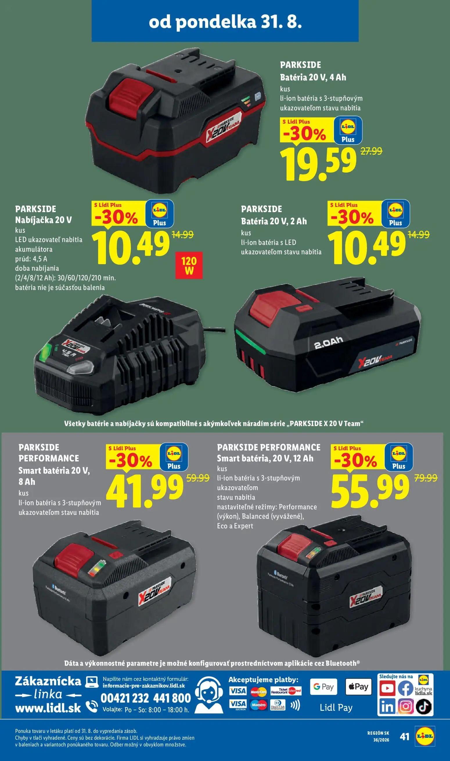 Lidl leták, strana 53 z 97 — PARKSIDE PERFORMANCE Smart batéria, 20 V, 12 Ah, PARKSIDE PERFORMANCE Smart batéria 20 V, 8 Ah,…