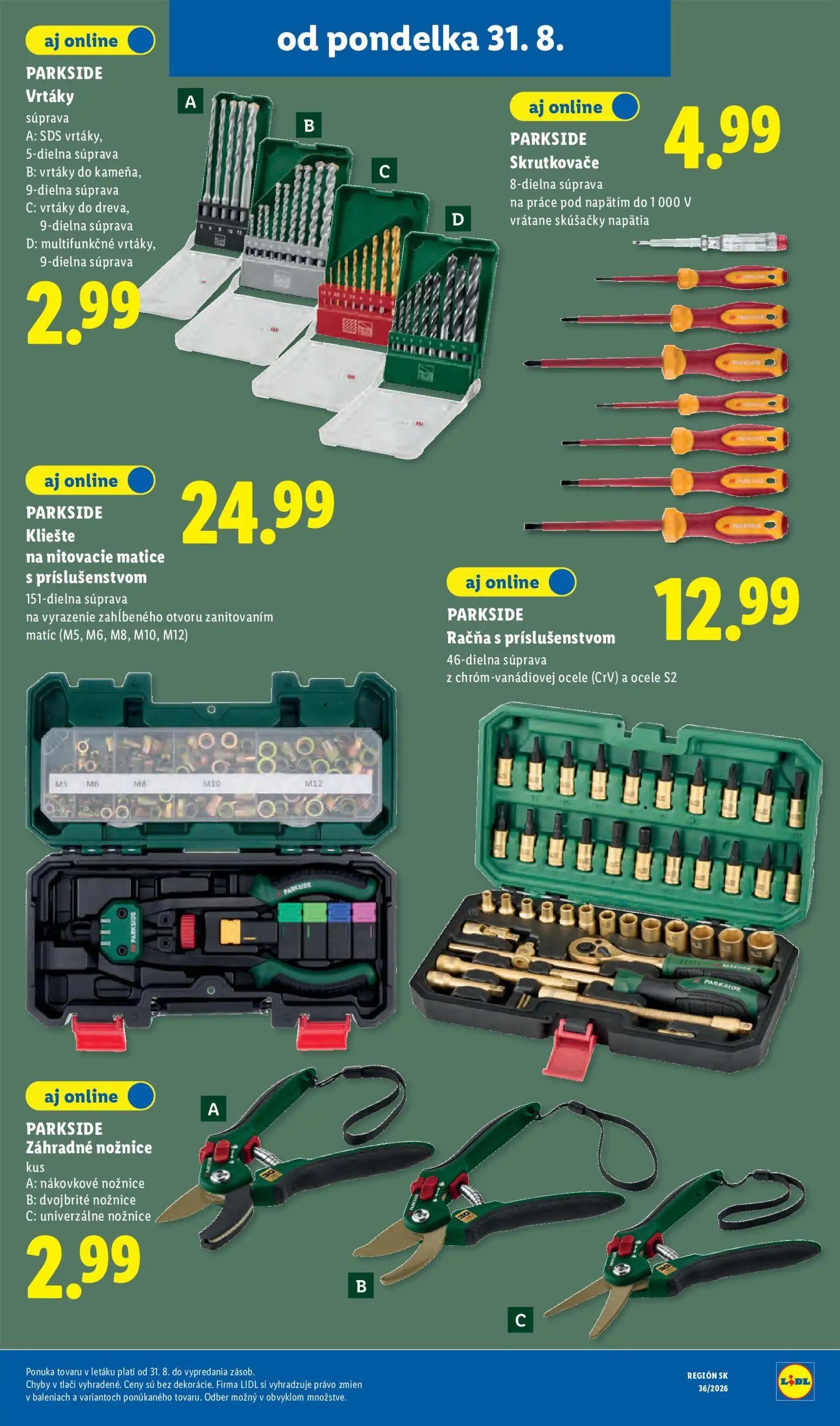 Lidl leták, strana 56 z 97 — PARKSIDE Skrutkovače, PARKSIDE Račňa s príslušenstvom