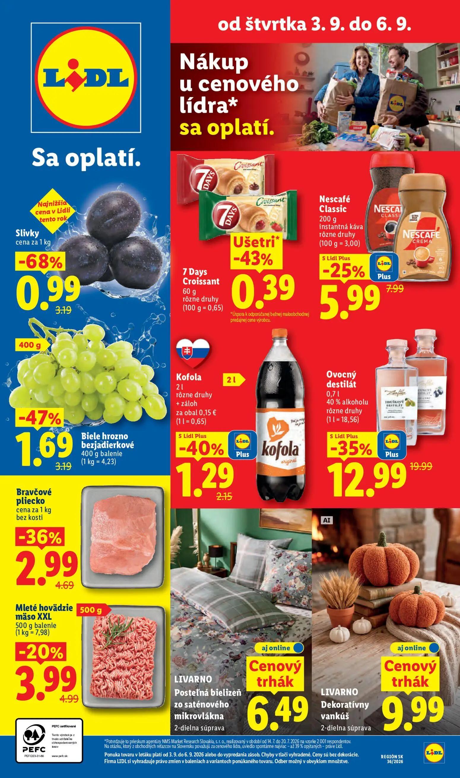 Lidl leták, strana 69 z 97 — Slivky, Biele hrozno bezjadierkové, Mleté hovädzie mäso XXL