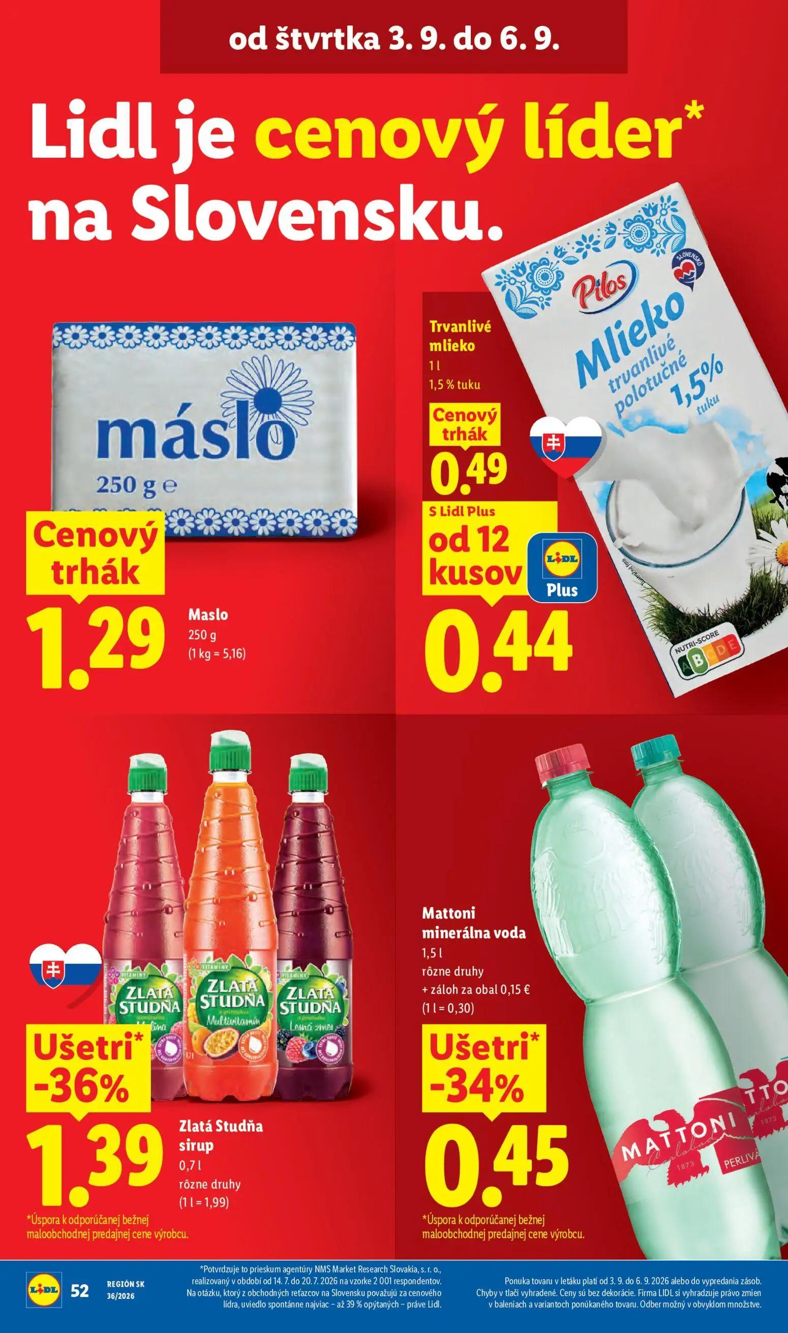 Lidl leták, strana 70 z 97 — Trvanlivé mlieko, Maslo