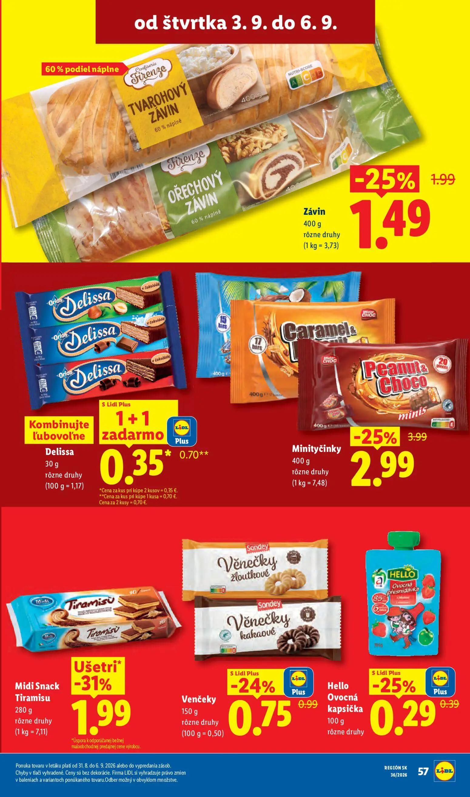 Lidl leták, strana 75 z 97 — Minityčinky, Midi Snack Tiramisu, Závin