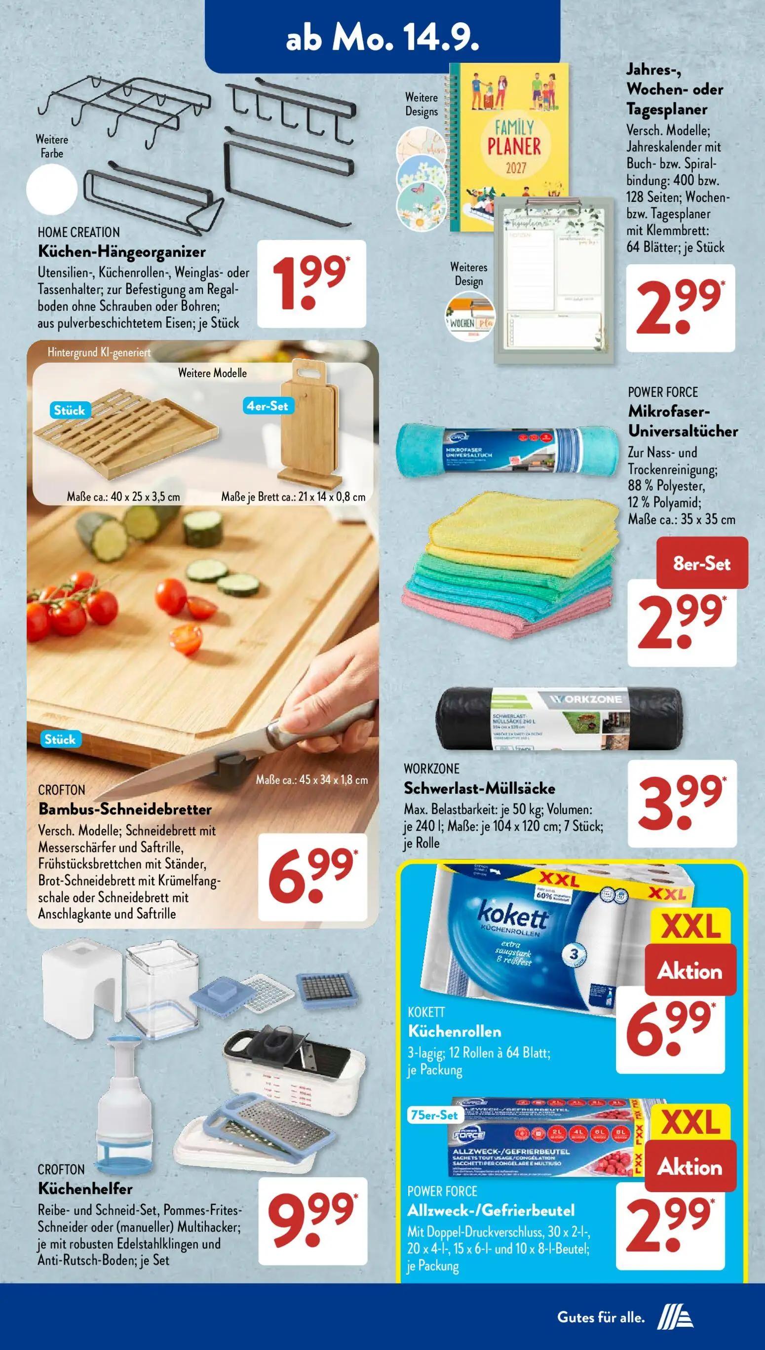 Aldi Süd Prospekt, Seite 3 von 23 — Küchen-Hängeorganizer, Jahres-, Wochen- oder Tagesplaner, Mikrofaser-Universaltücher