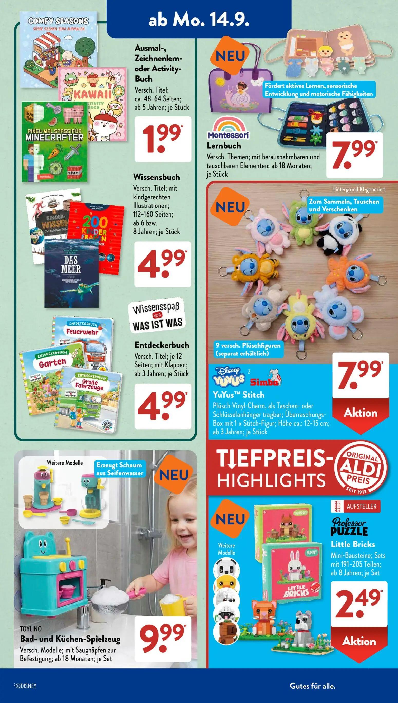Aldi Süd Prospekt, Seite 5 von 23 — Ausmal-, Zeichnenlern- oder Activity-Buch, Montessori Lernbuch, Wissensbuch