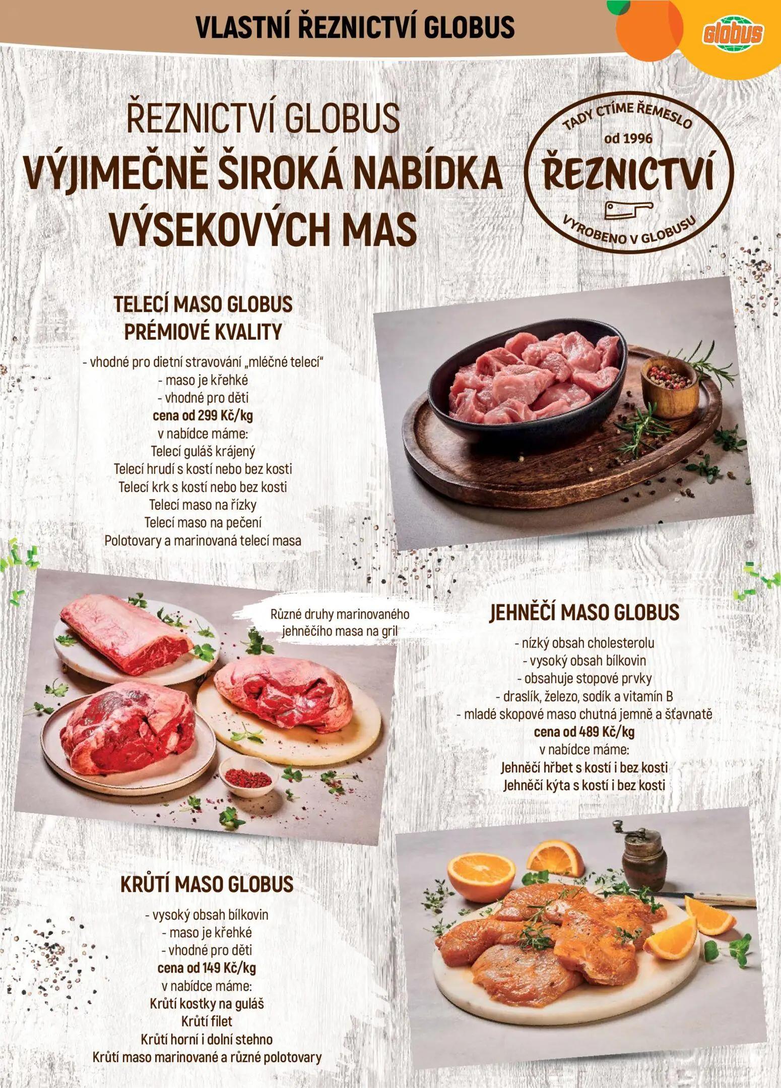 GLOBUS leták, strana 6 z 47 — TELECÍ MASO GLOBUS PRÉMIOVÉ KVALITY, JEHNĚČÍ MASO GLOBUS, KRŮTÍ MASO GLOBUS