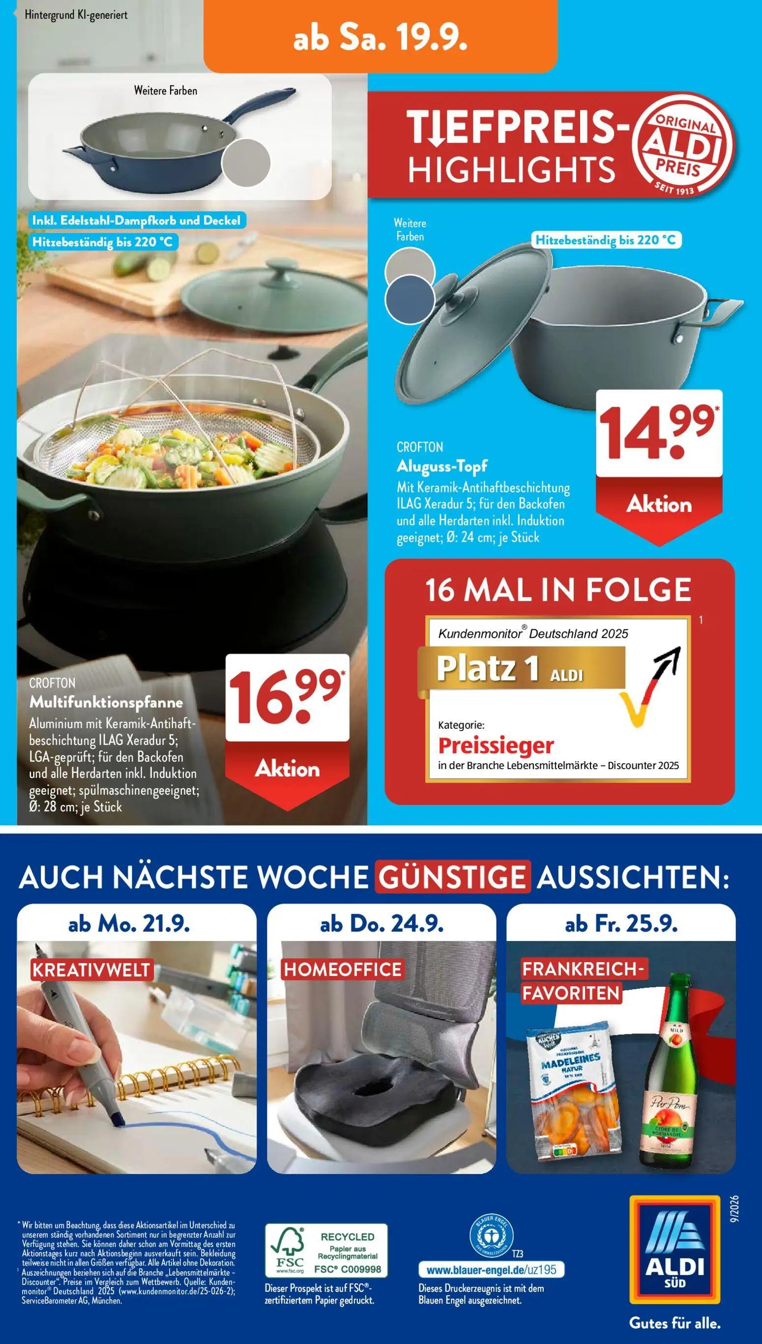 Aldi Süd Prospekt, Seite 16 von 23 — CROFTON Multifunktionspfanne Aluminium mit Keramik-Antihaftbeschichtung ILAG Xeradur 5;…