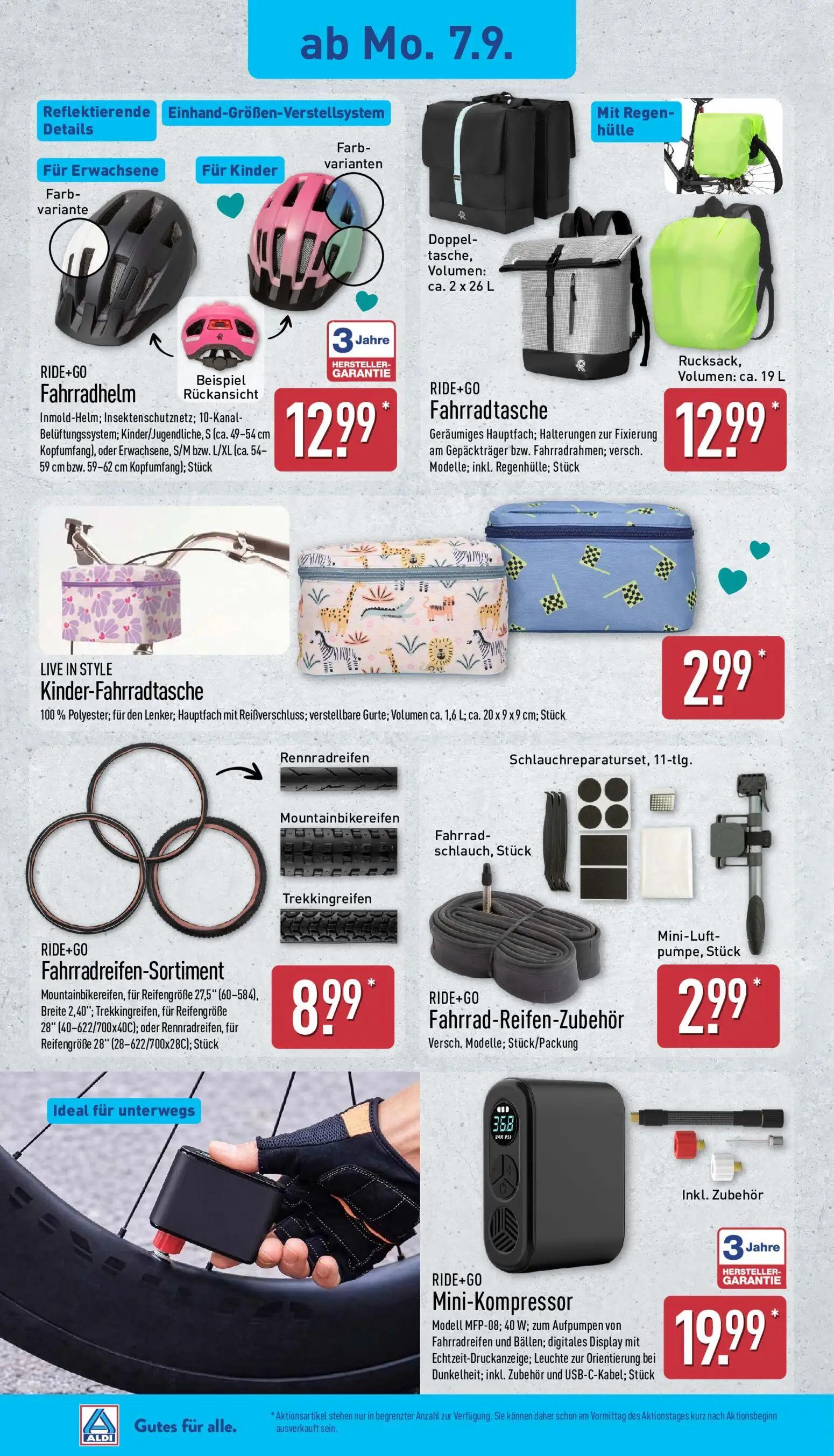 Aldi Nord Prospekt, Seite 16 von 40 — RIDE+GO Fahrradhelm, RIDE+GO Fahrradtasche
