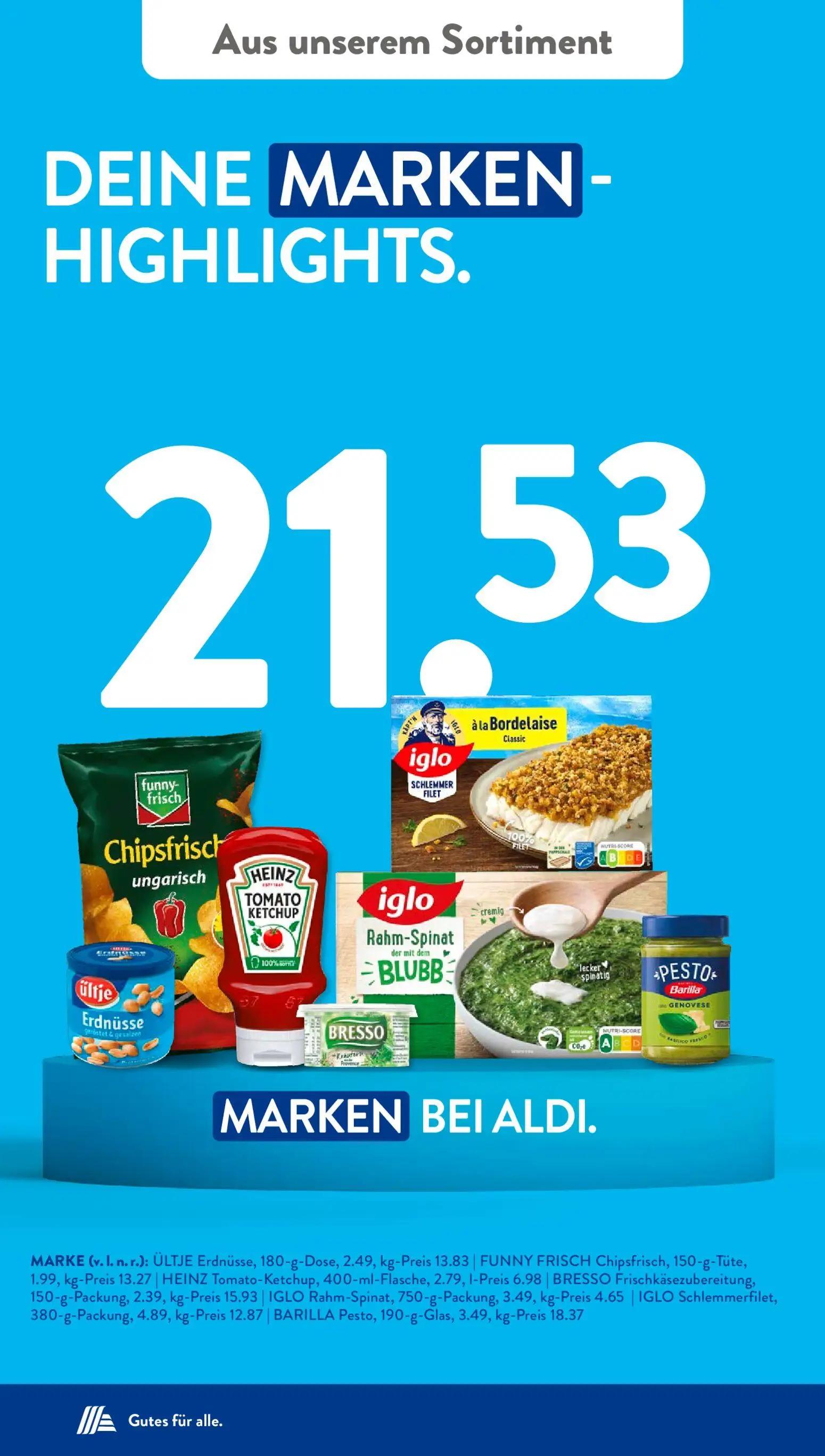 Aldi Süd Prospekt, Seite 19 von 23 — ÜLTJE Erdnüsse, FUNNY FRISCH Chipsfrisch ungarisch, HEINZ Tomato-Ketchup