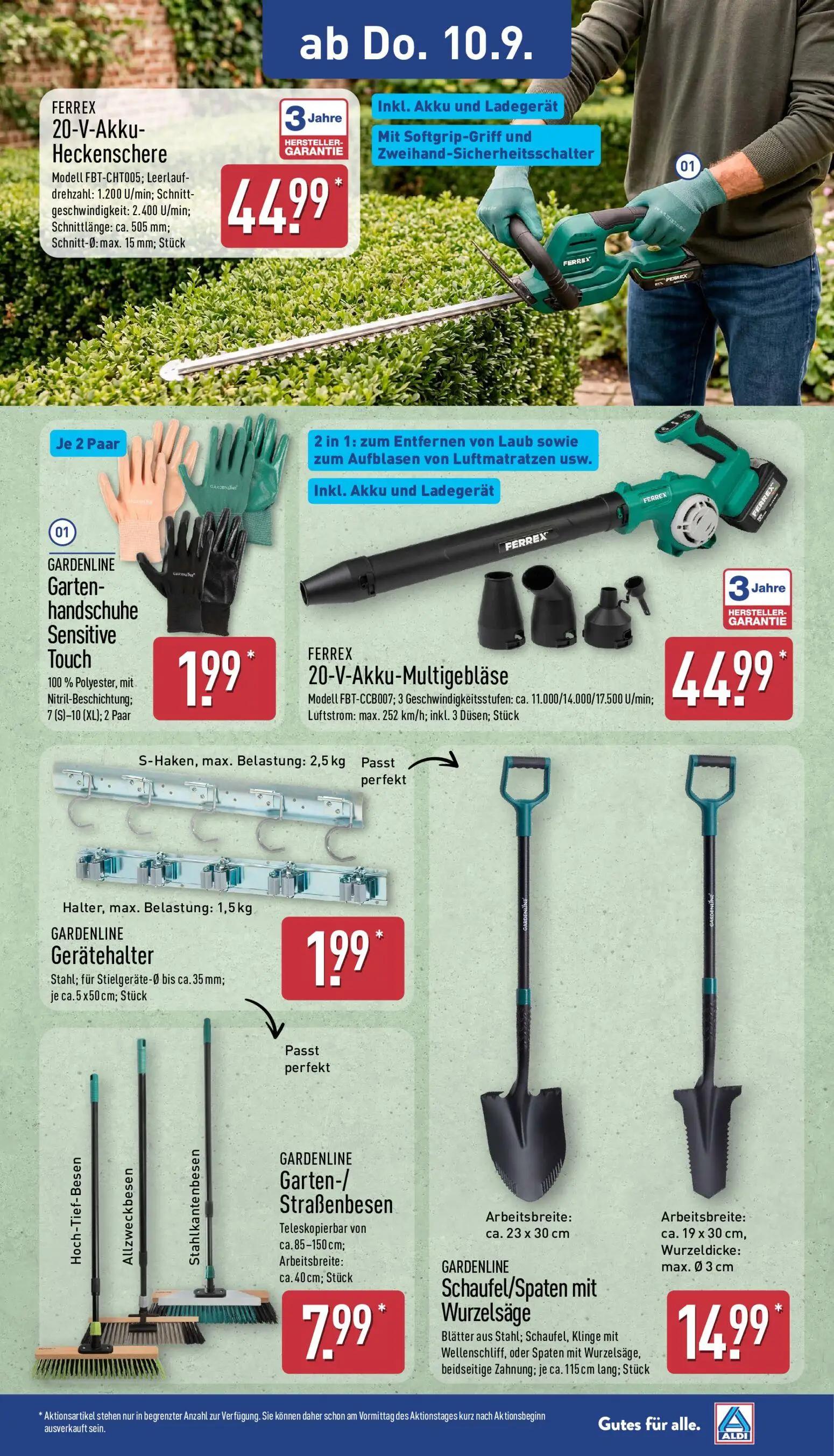 Aldi Nord Prospekt, Seite 21 von 40 — Garten-handschuhe Sensitive Touch, Gerätehalter, Garten-/Straßenbesen
