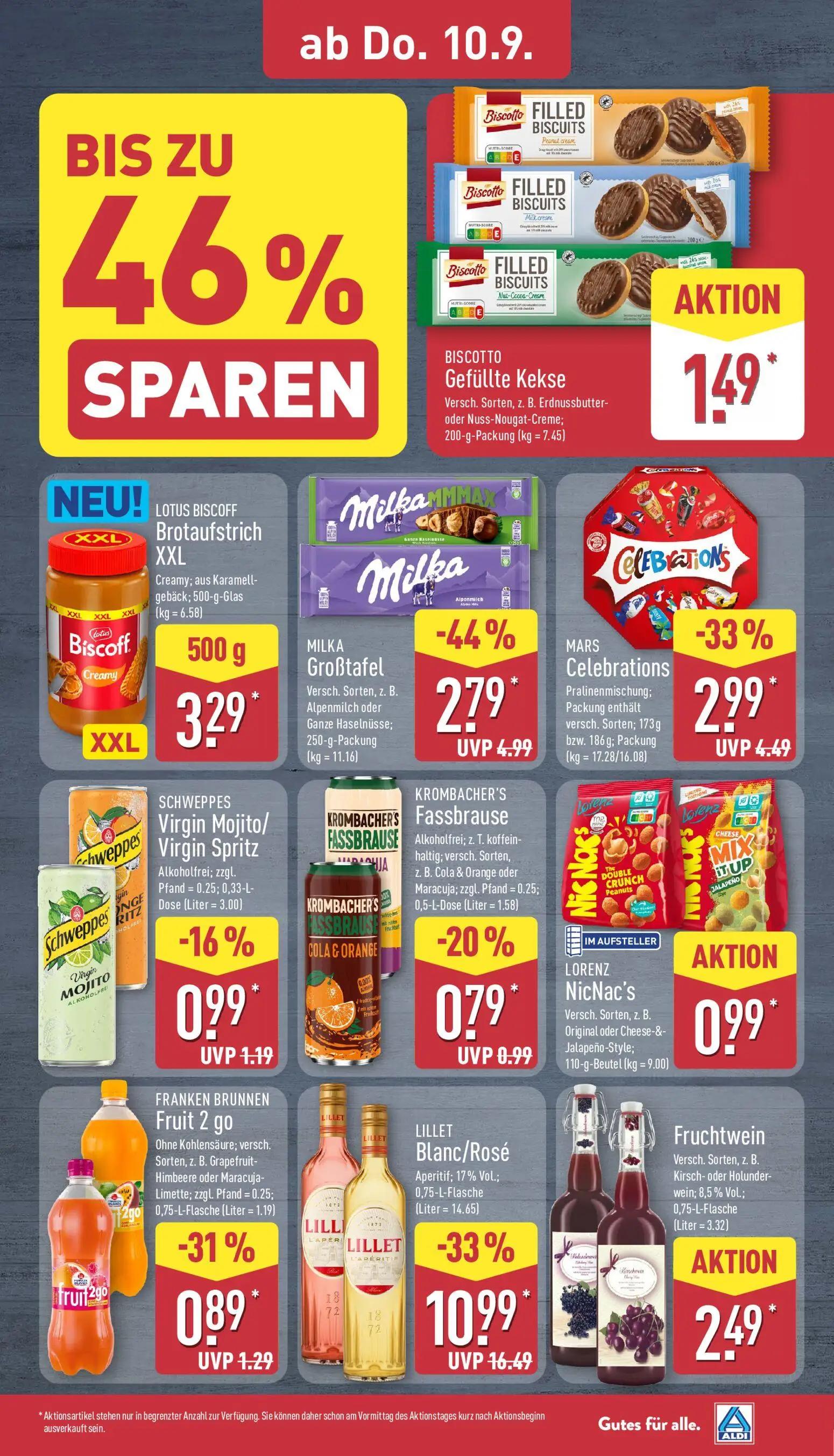 Aldi Nord Prospekt, Seite 31 von 40 — MILKA Großtafel, SCHWEPPES Virgin Mojito/ Virgin Spritz, KROMBACHER'S Fassbrause