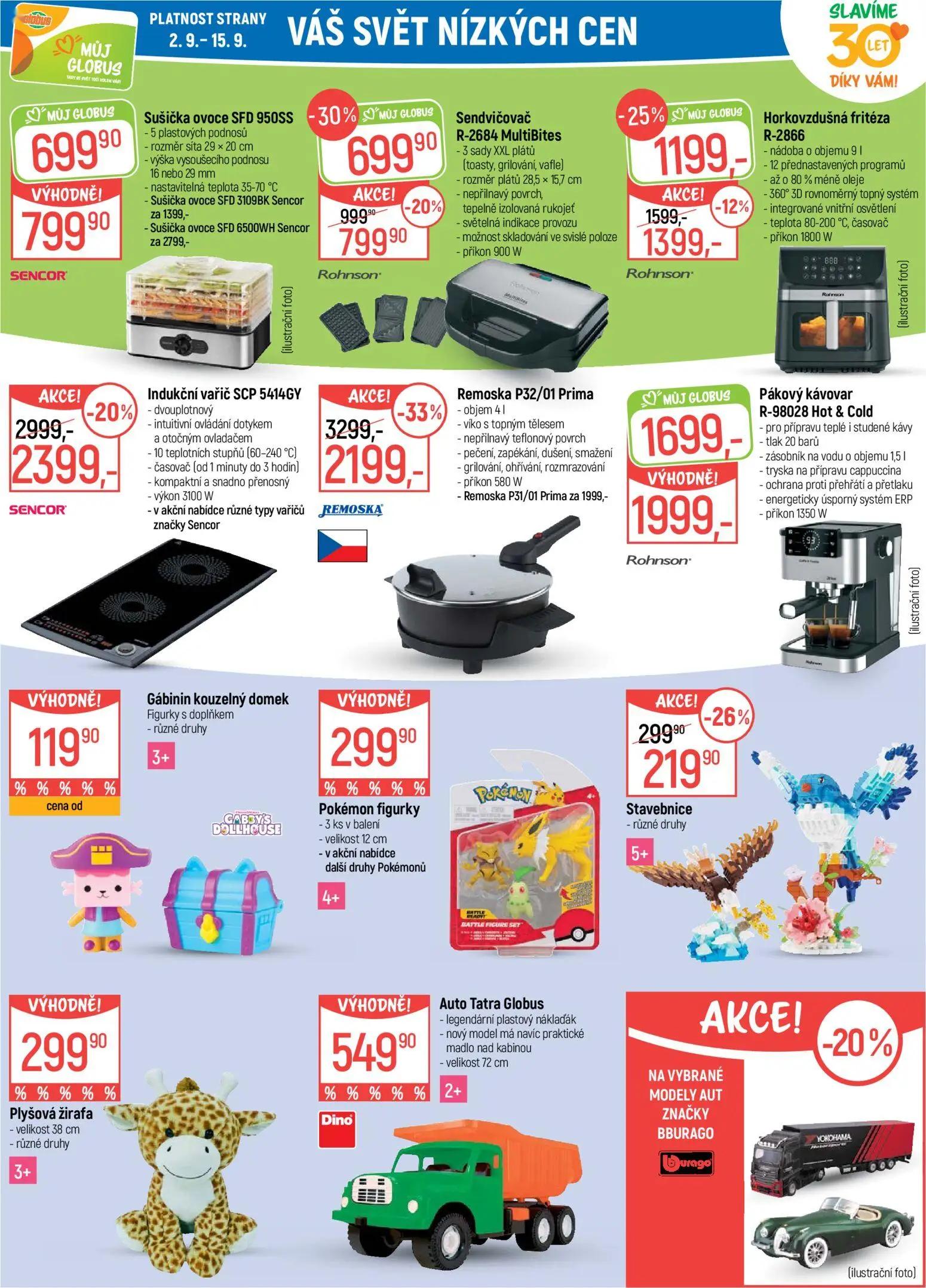 GLOBUS leták, strana 36 z 47 — Remoska P32/01 Prima, Indukční vařič SCP 5414GY, Horkovzdušná fritéza R-2866